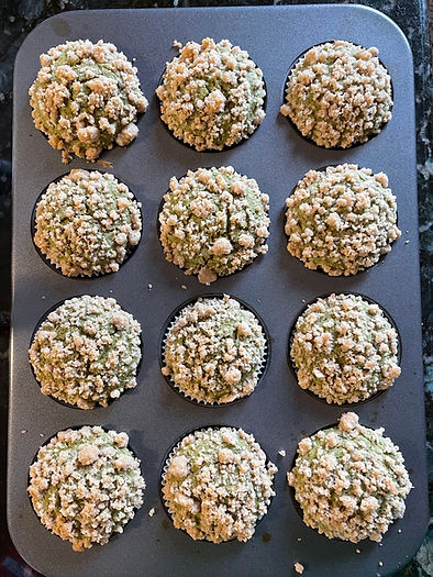 Gluten free matcha apple crumb muffins