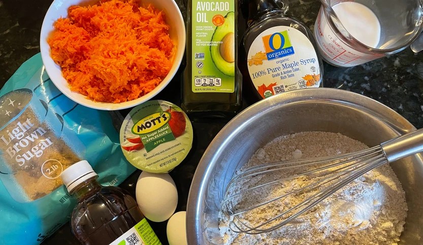 Ingredients for carrot muffin gluten free