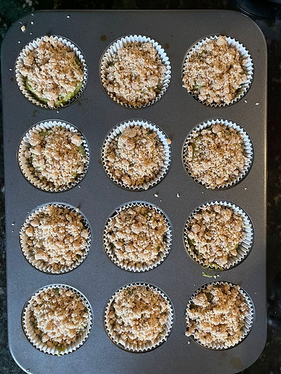 Gluten free matcha apple crumb muffins