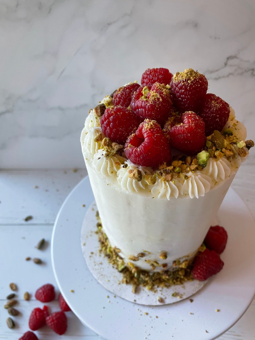 Gluten Free (Mini) Pistachio cake with Raspberry Jam, and Vanilla Swiss Meringue&nbsp;Buttercream