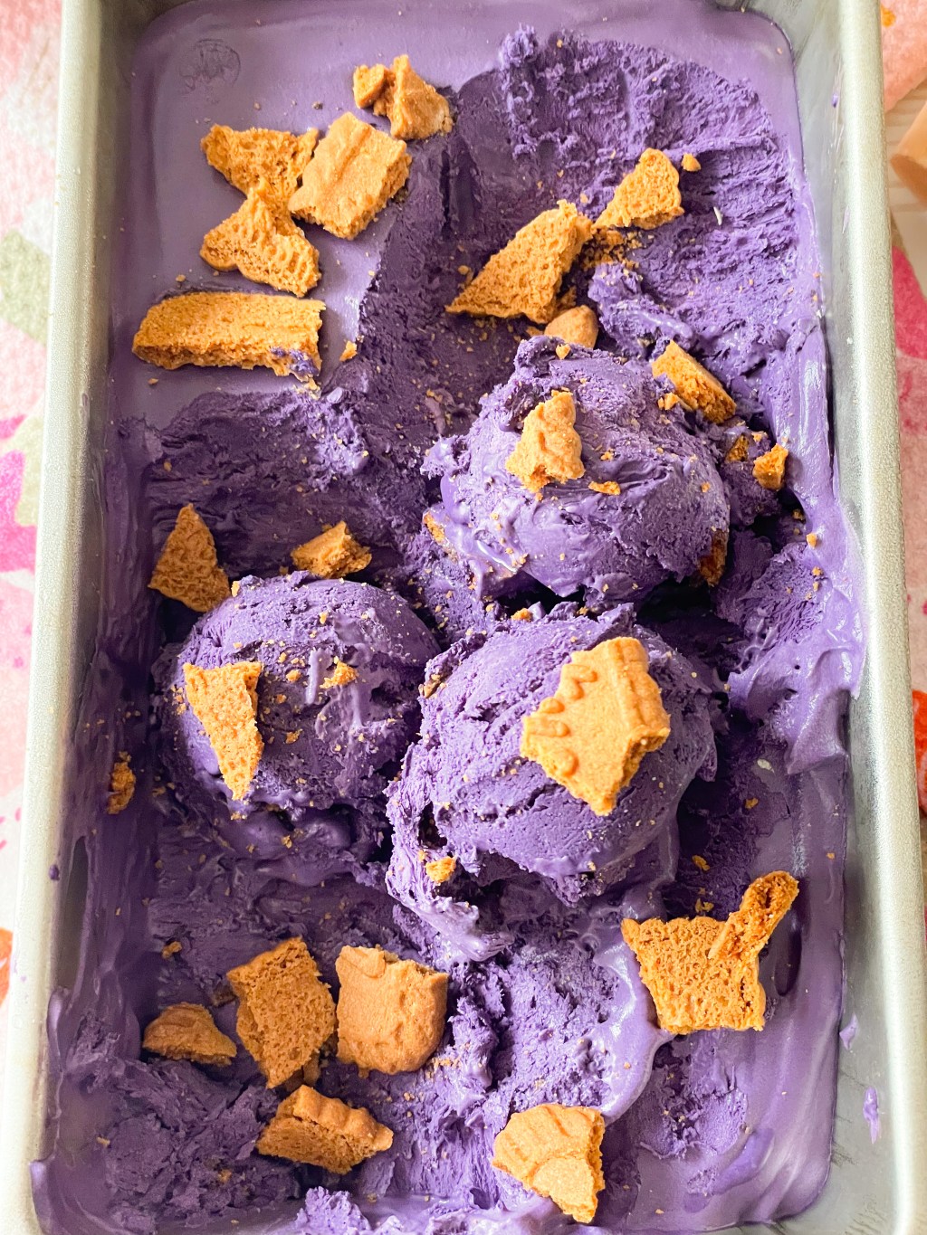 No Churn Ube Biscoff Ice&nbsp;Cream
