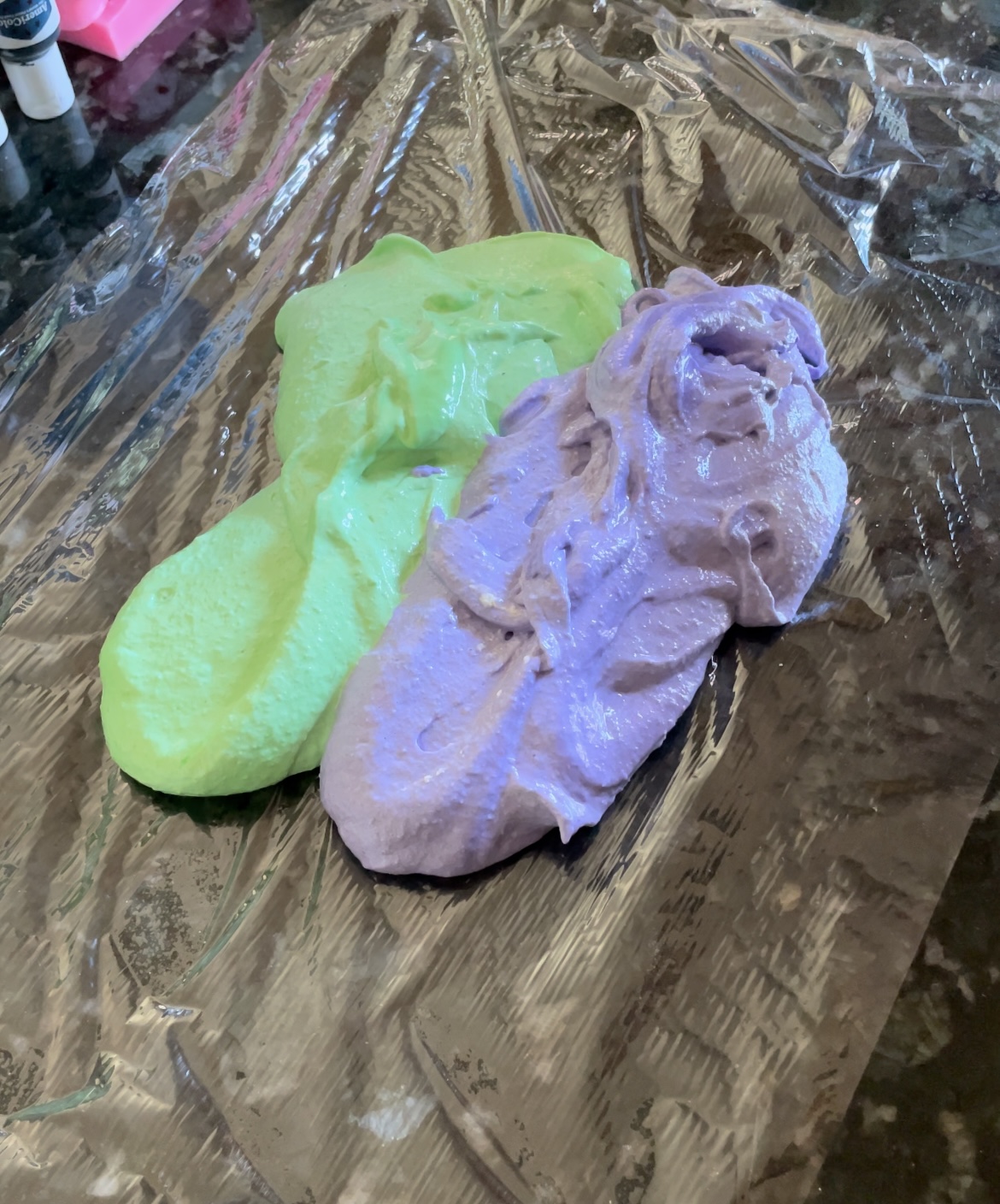 Green & Purple Macaron Batter