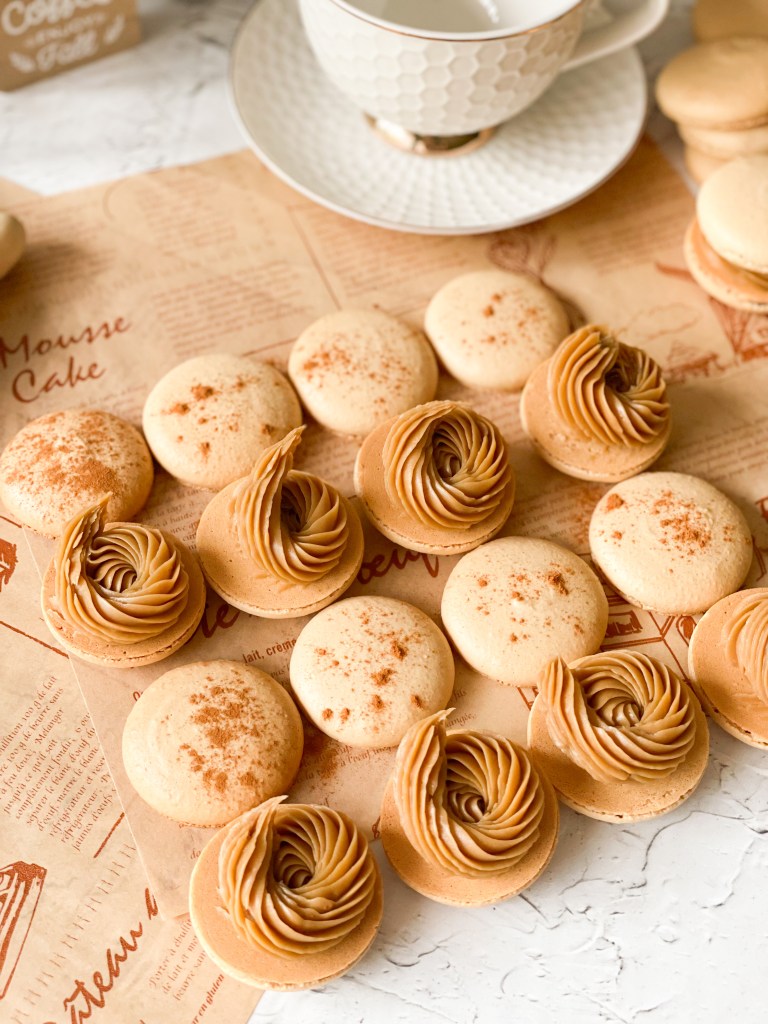 Brown sugar macarons and coffee ganache 