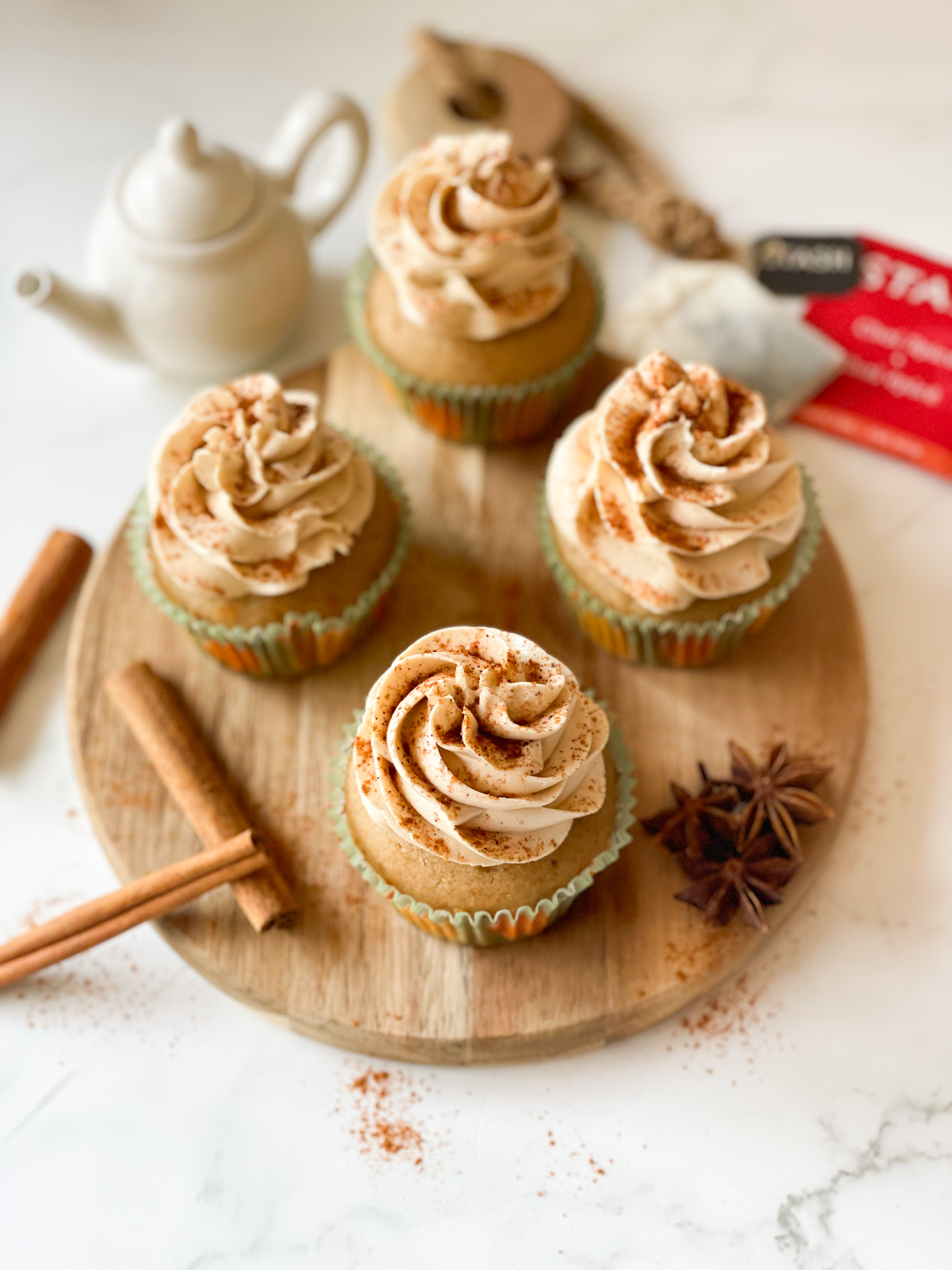 Gluten free chai cupcakes with brown sugar Swiss meringue buttercream