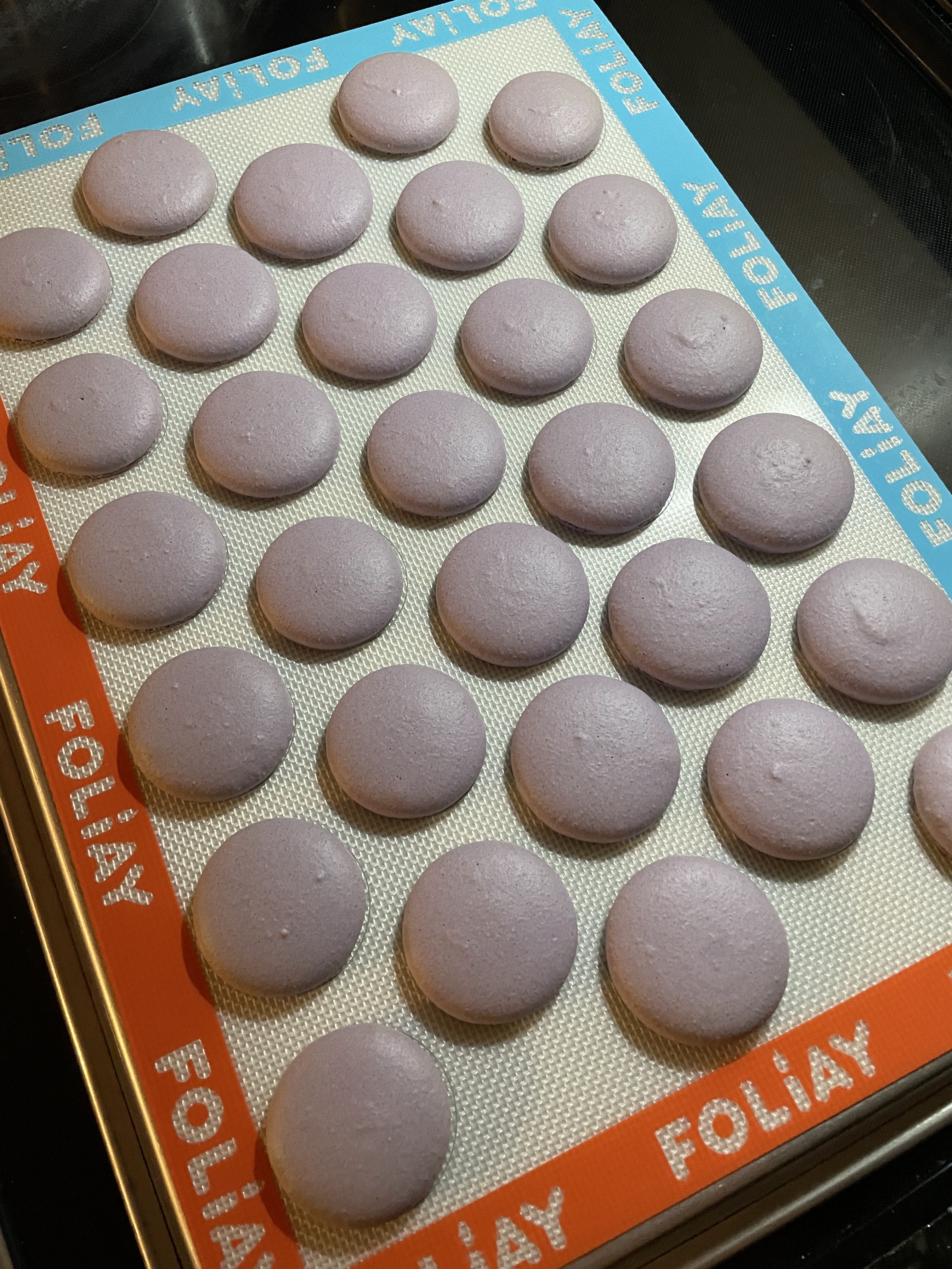 Purple sweet potato macaron shells 