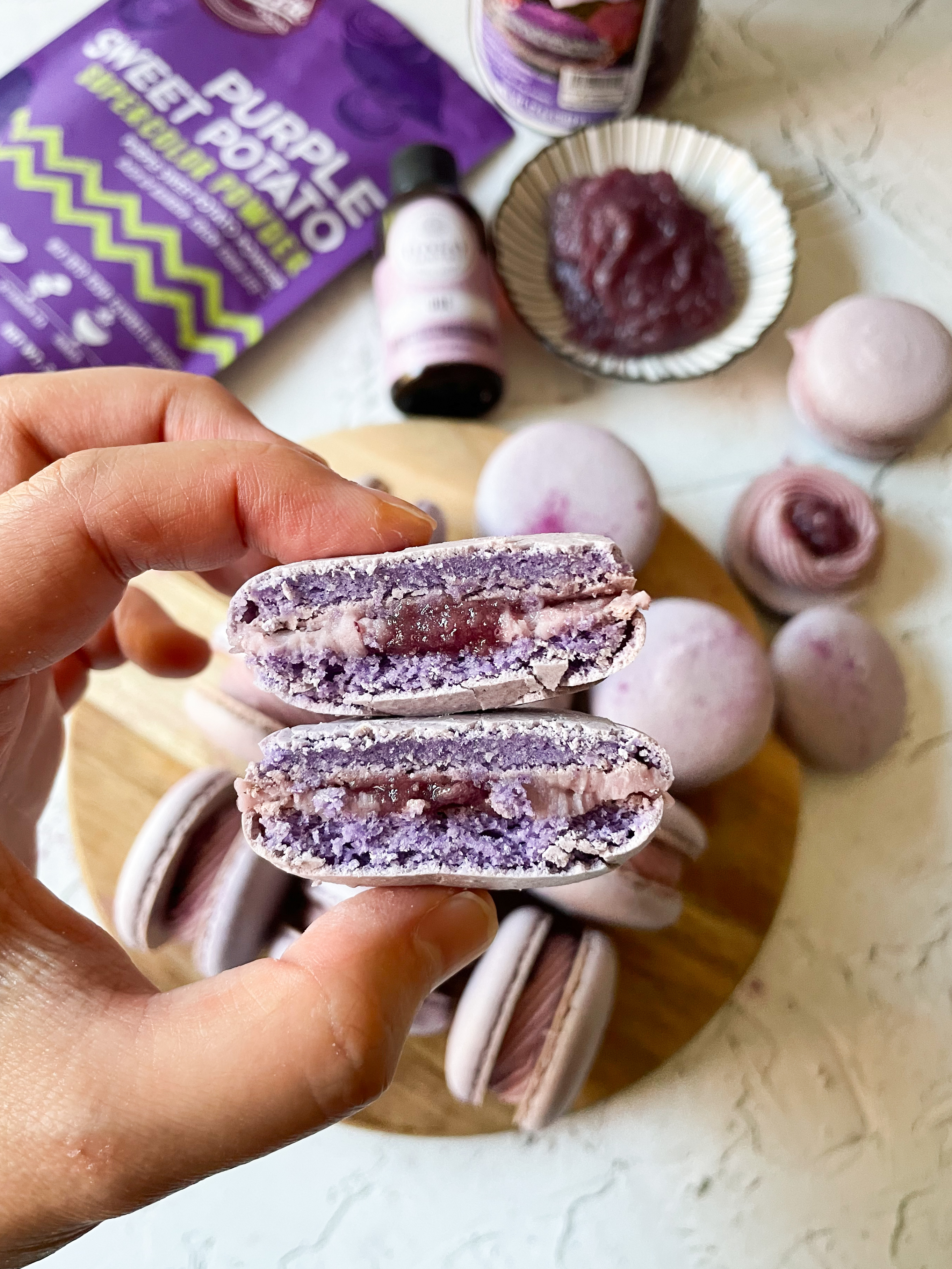 Ube macarons