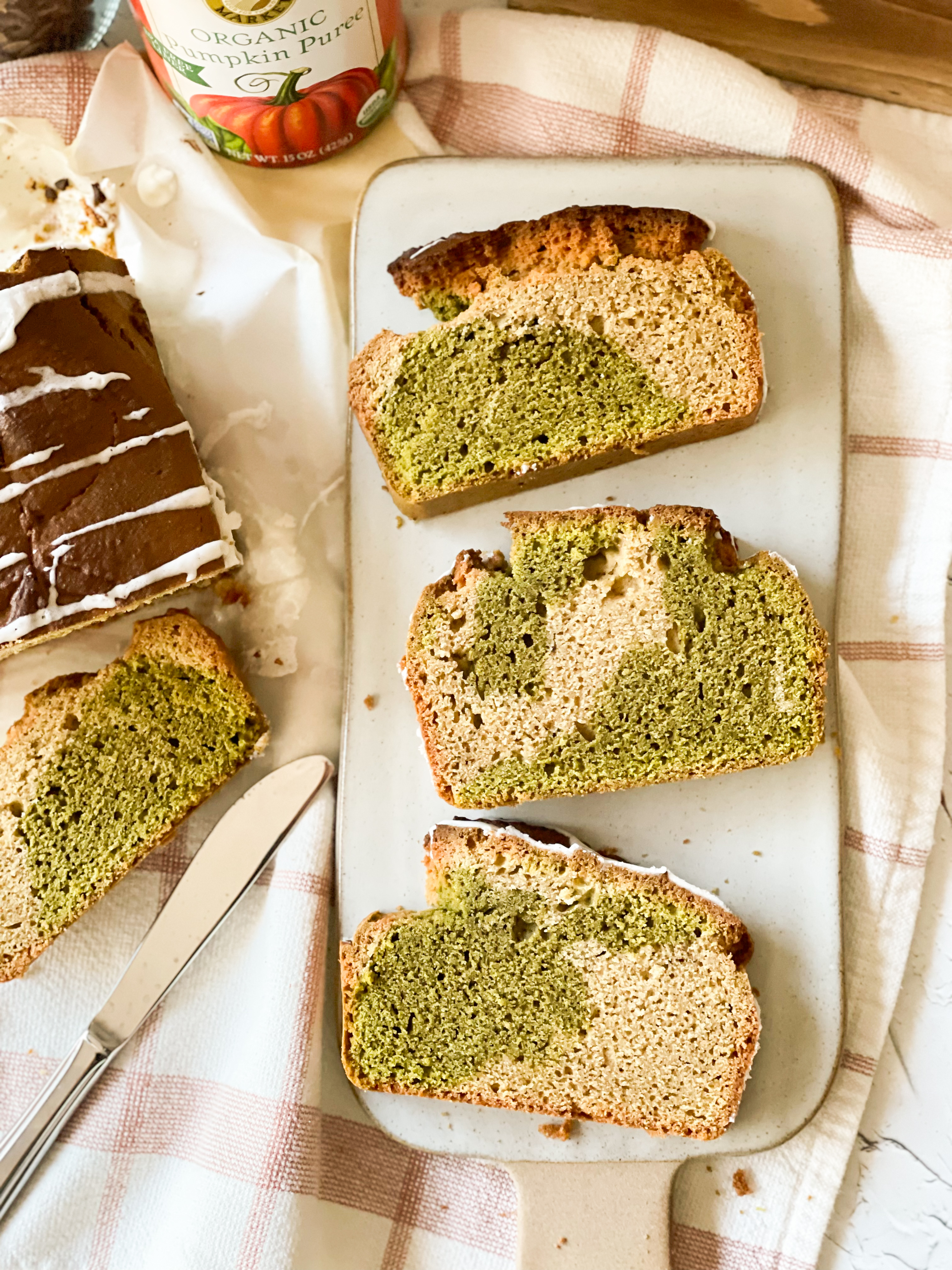 Gluten Free Pumpkin & Matcha Marble Pound Cake