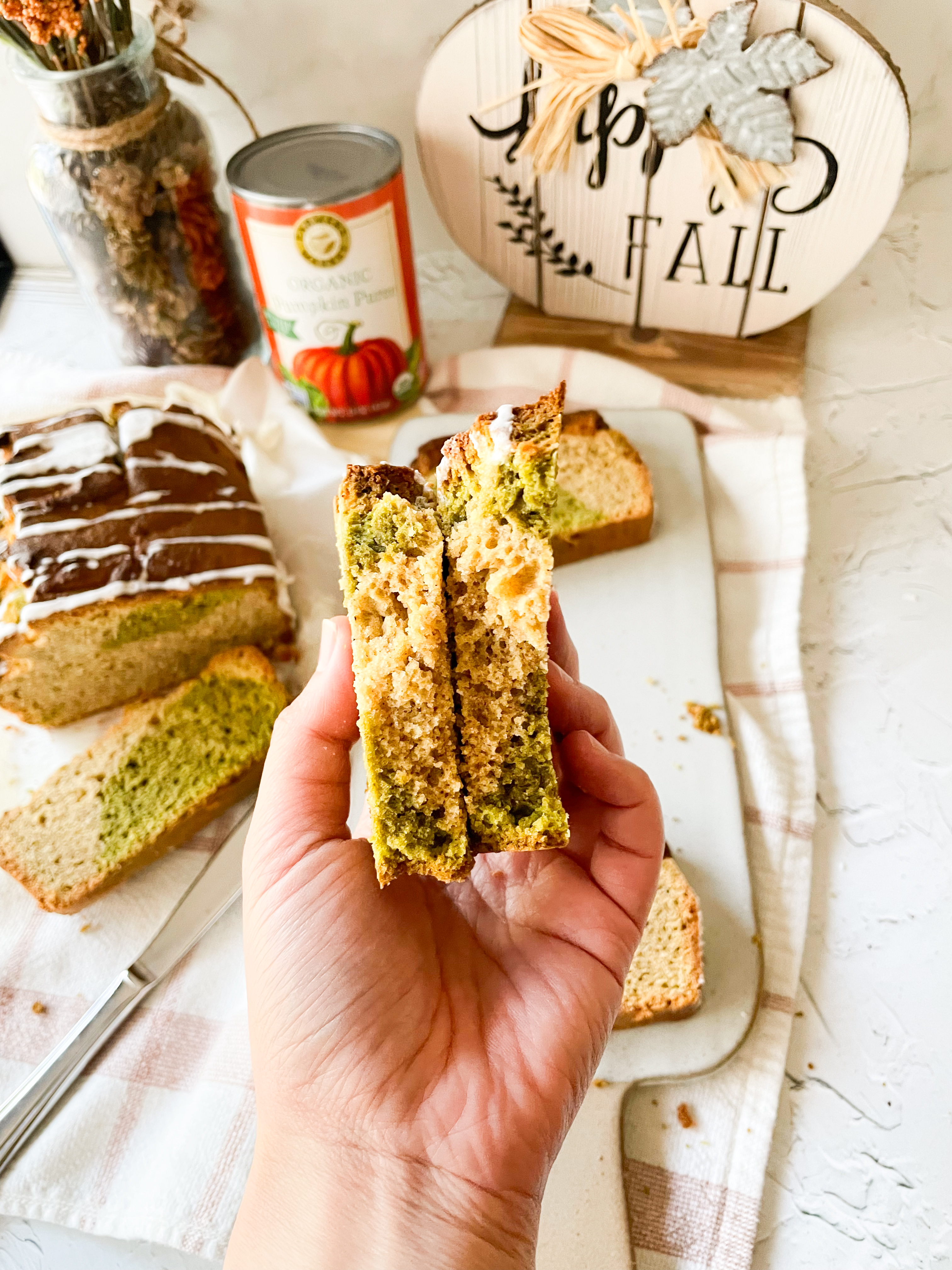 Gluten Free Pumpkin & Matcha Marble Pound Cake