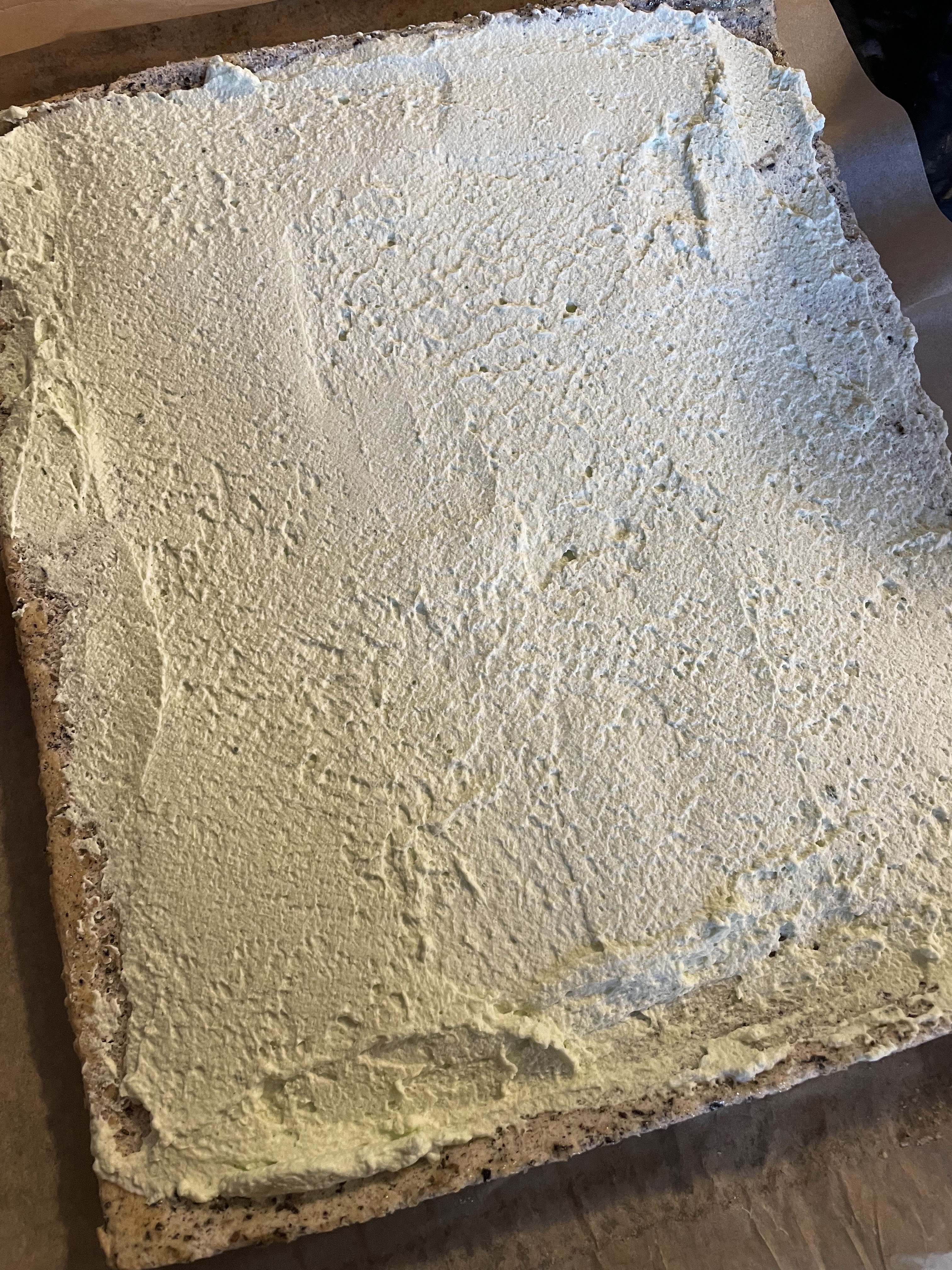 Gluten free black sesame roll with matcha glaze