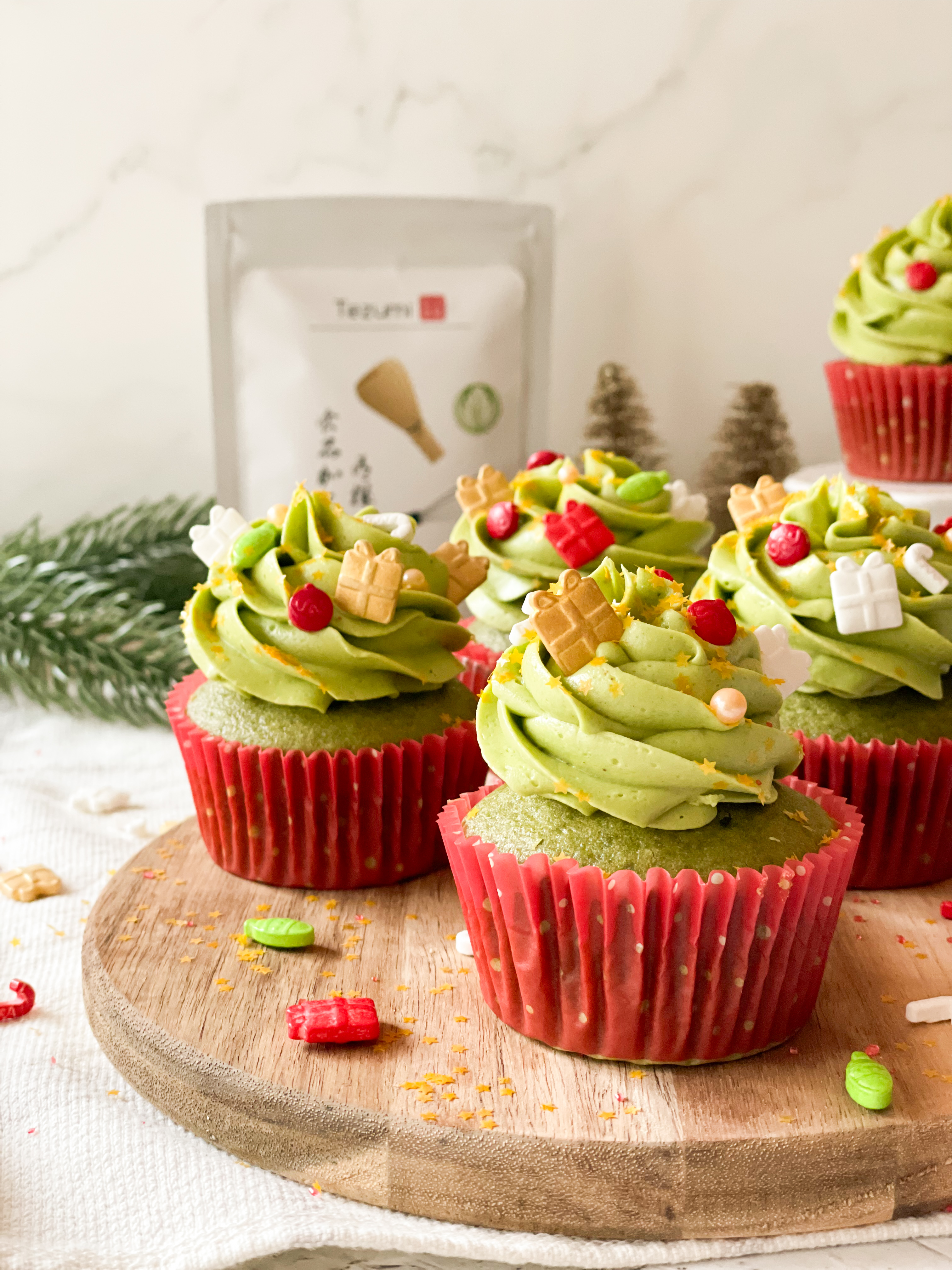 Matcha cupcakes with matcha buttercream