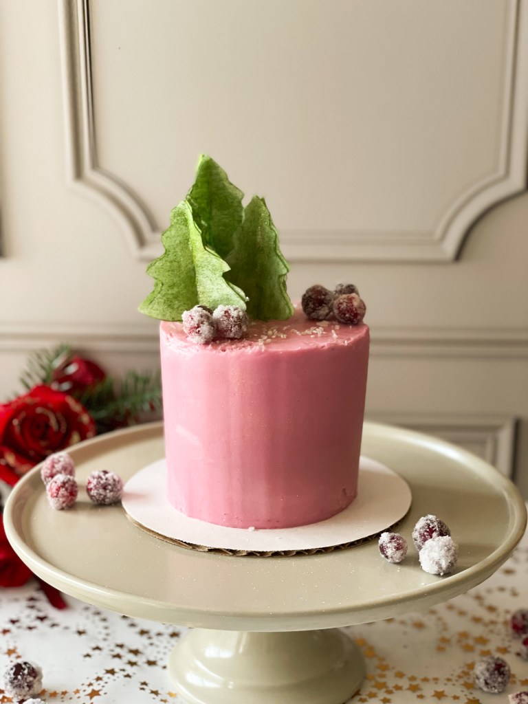 Gluten Free Chocolate Cake with Cranberry Buttercream