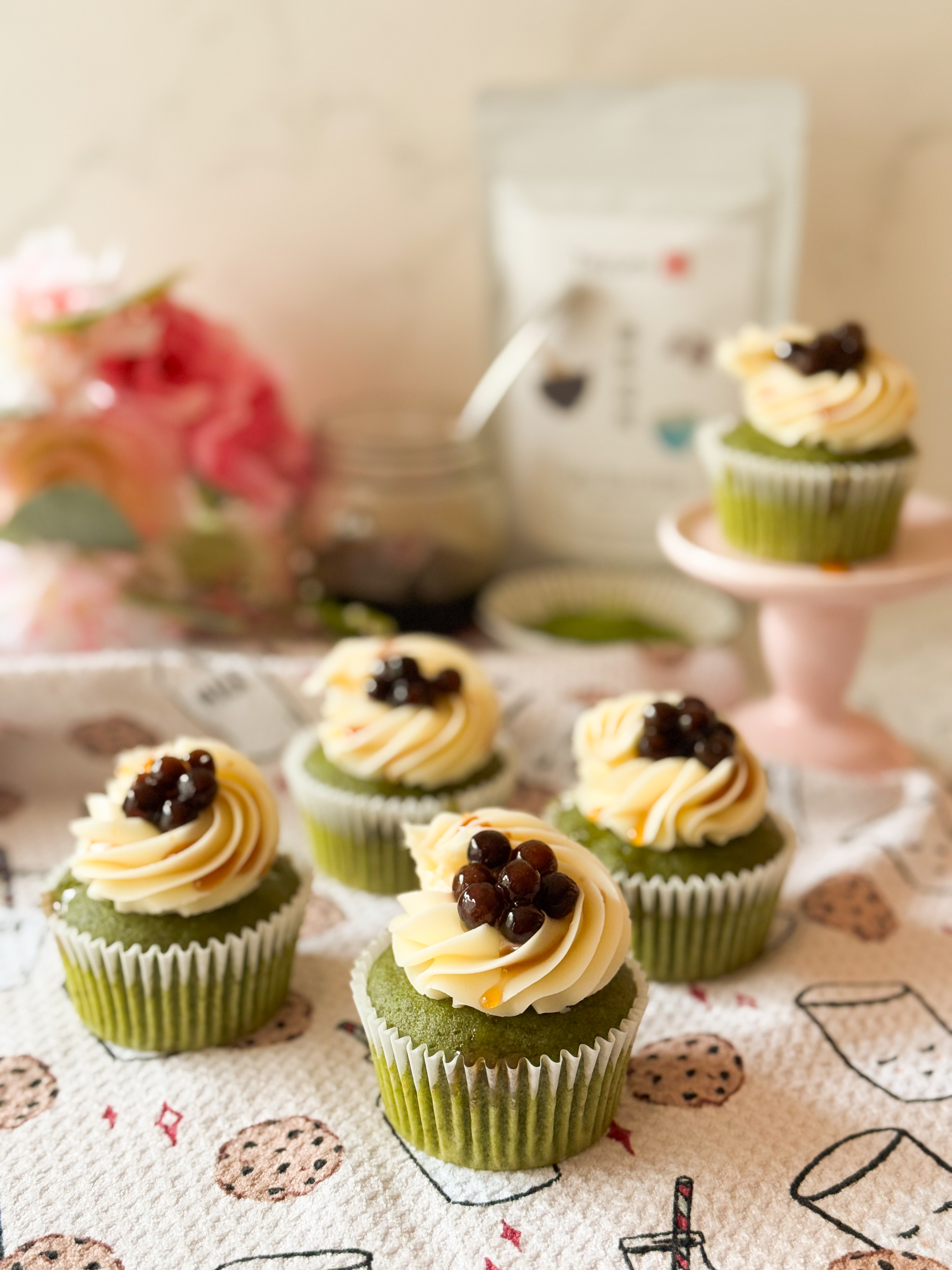 Gluten Free Matcha Boba Cupcakes
