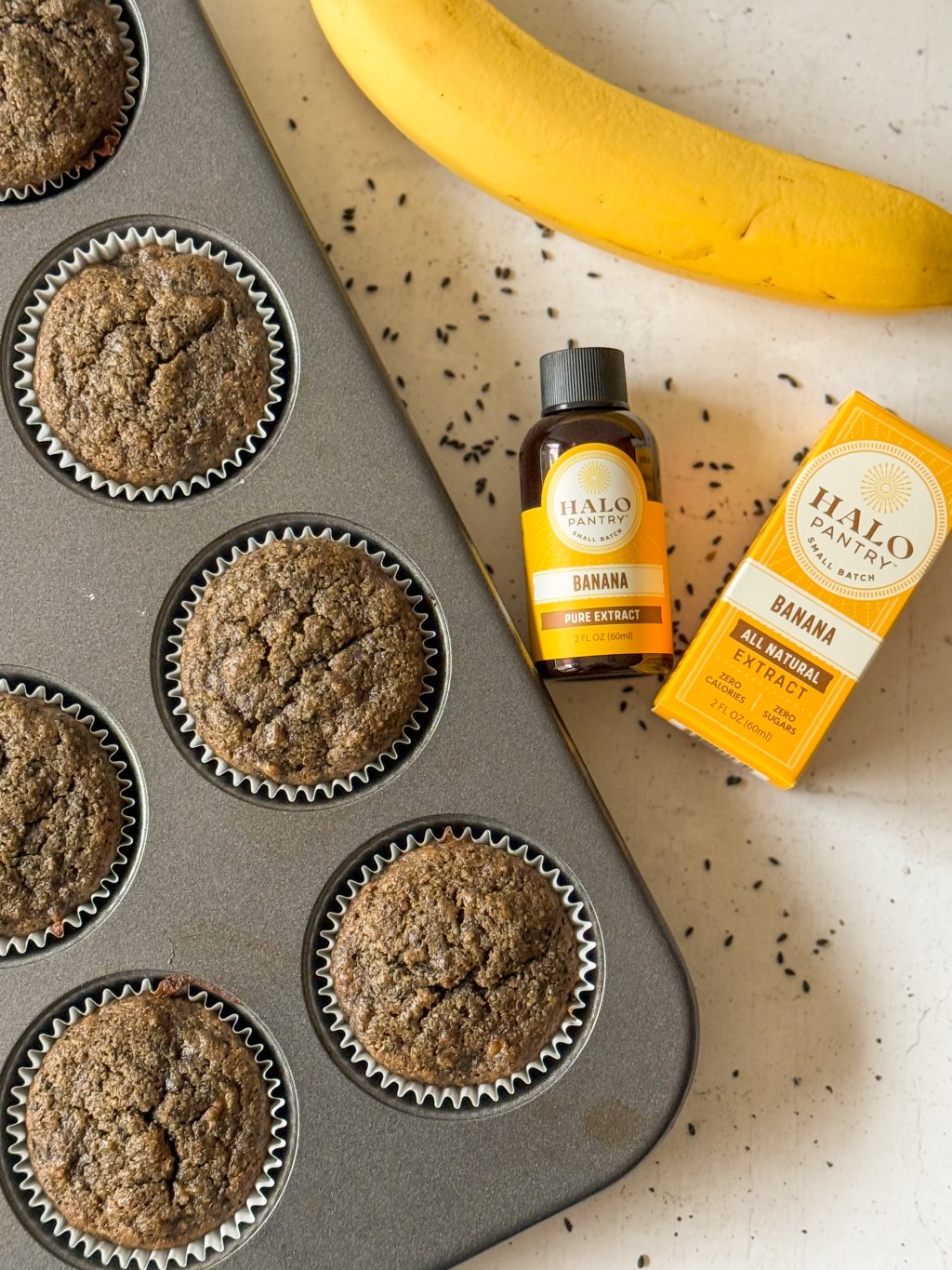 Gluten Free Black Sesame Banana&nbsp;Muffins