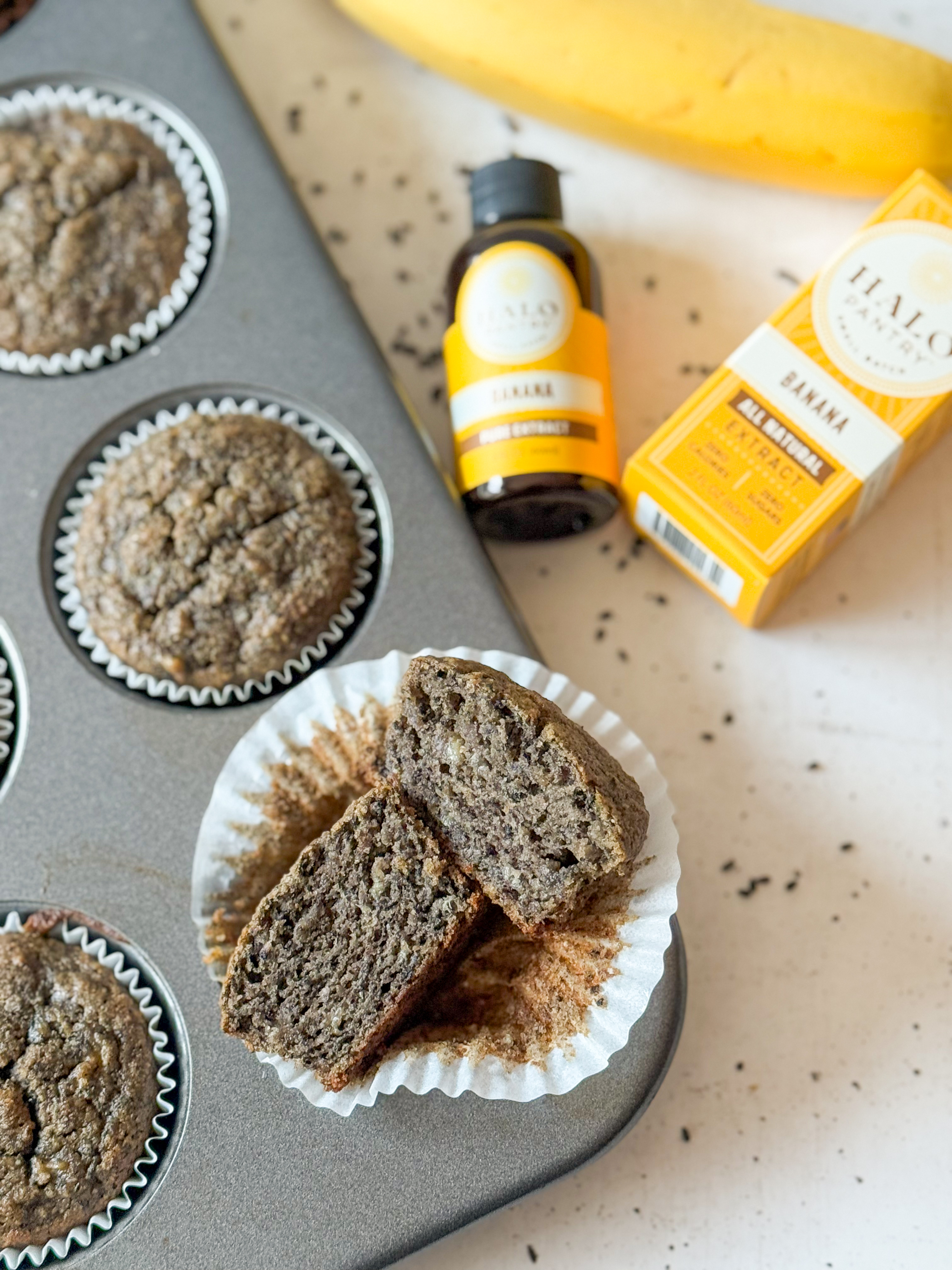 Gluten Free Black Sesame Banana Muffins