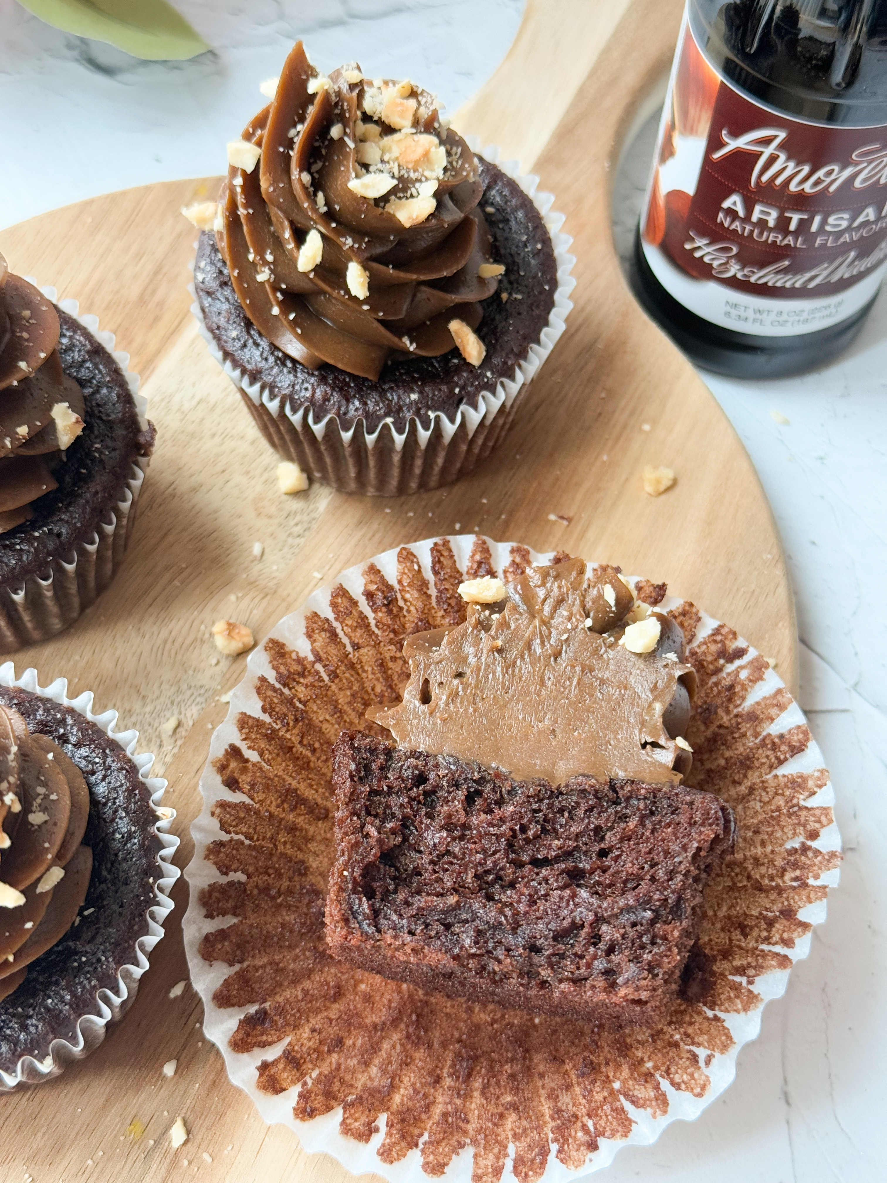 Gluten Free Chocolate Hazelnut Cupcakes with Hazelnut Buttercream