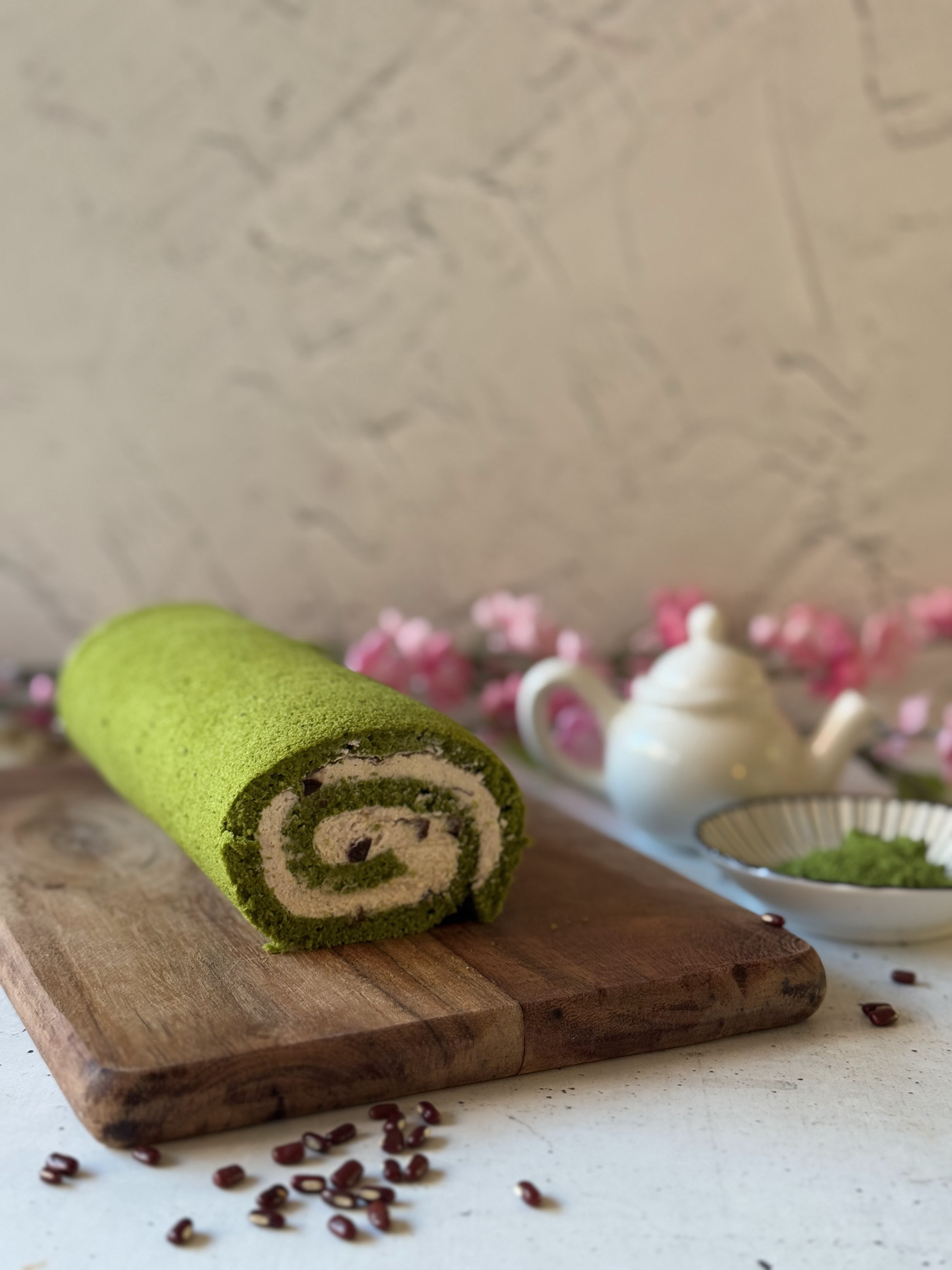 Gluten Free Matcha Red Bean Chiffon Roll