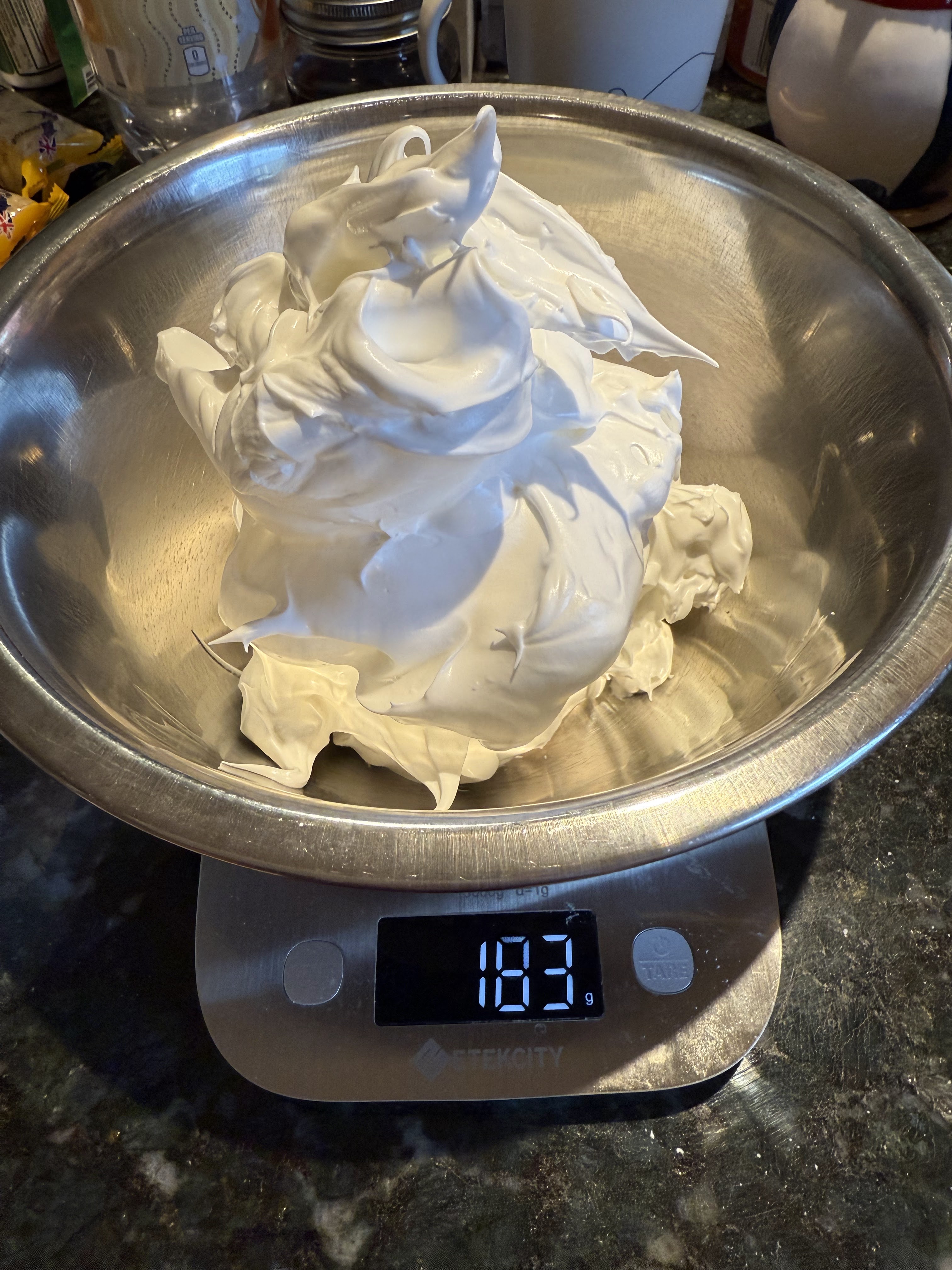 weight the meringue 