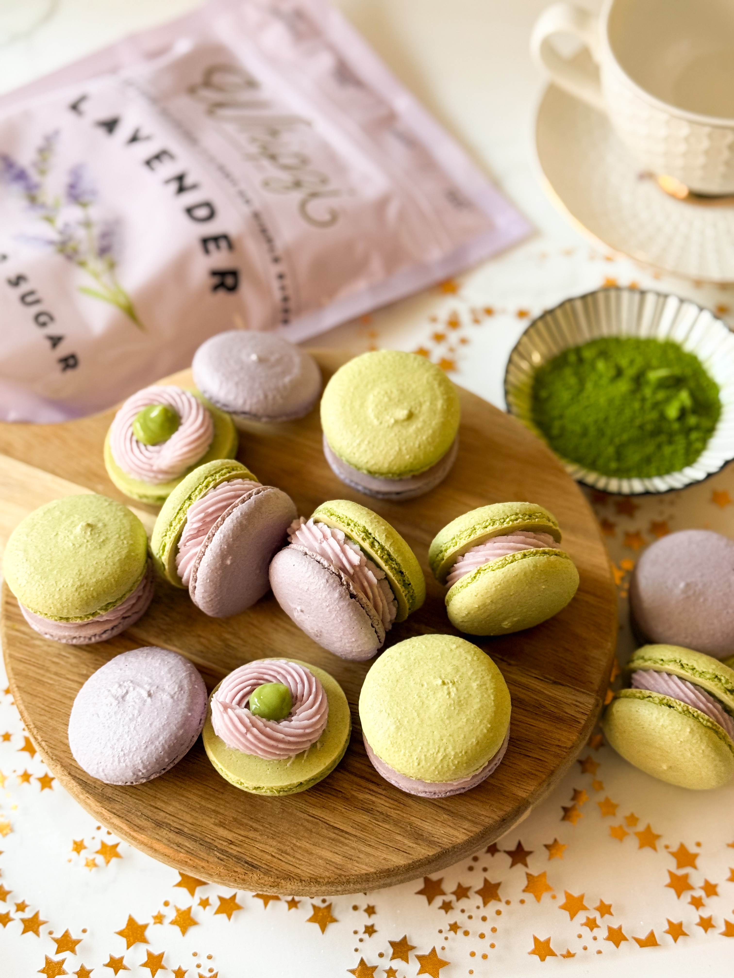 Matcha Lavender Macarons