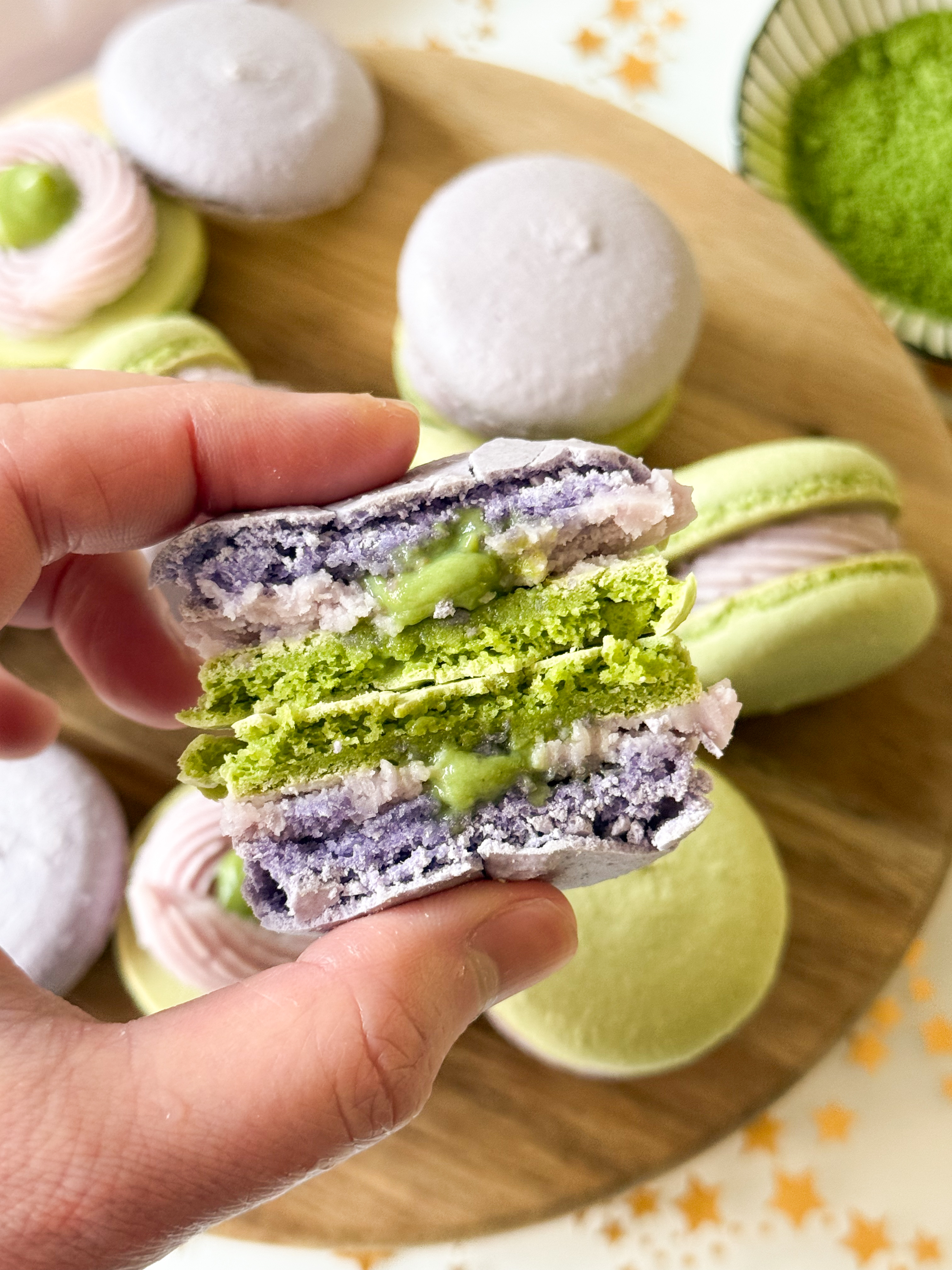 Matcha Lavender Macarons