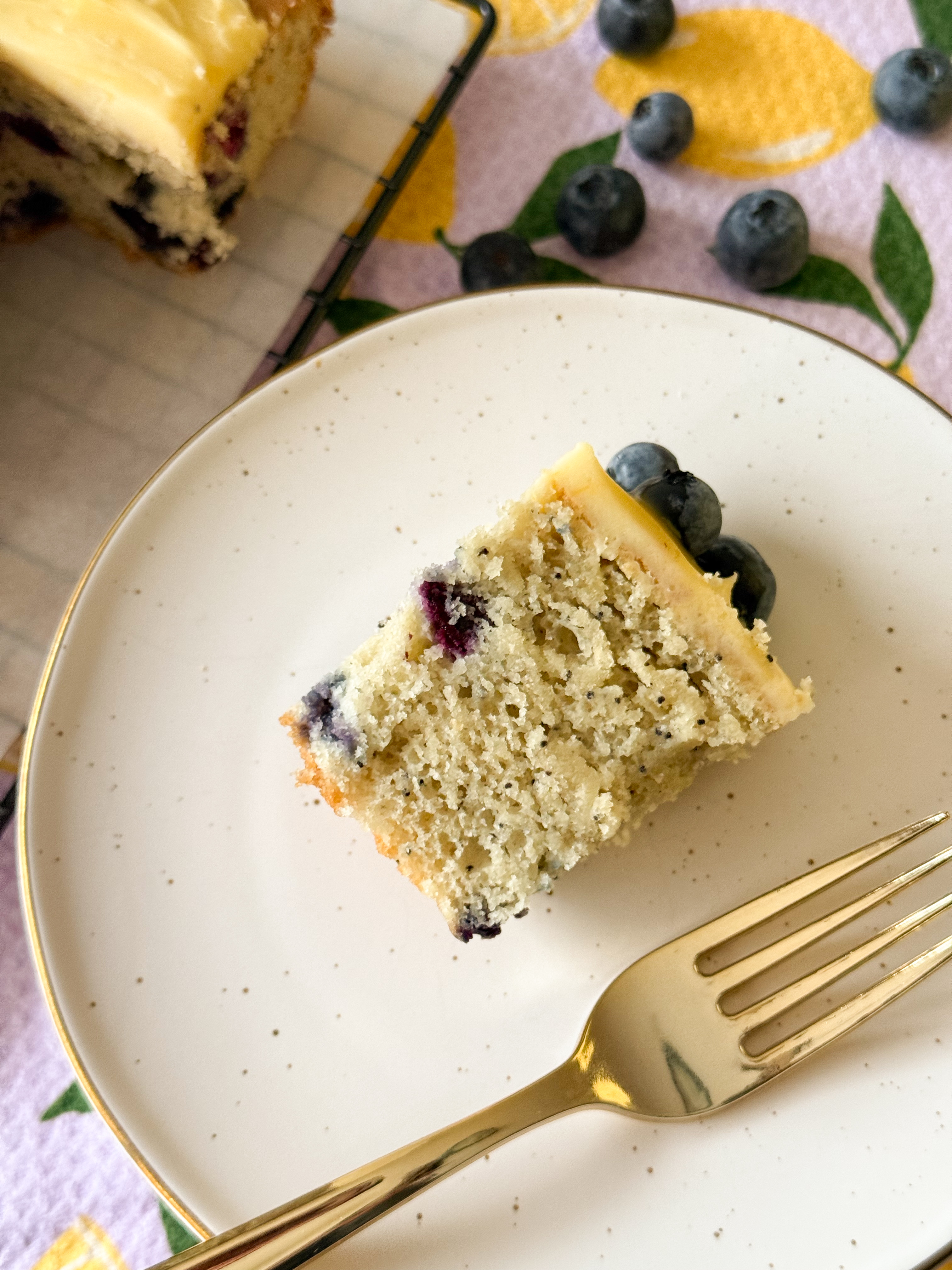 Gluten Free Lemon Poppyseed Blueberry Cake