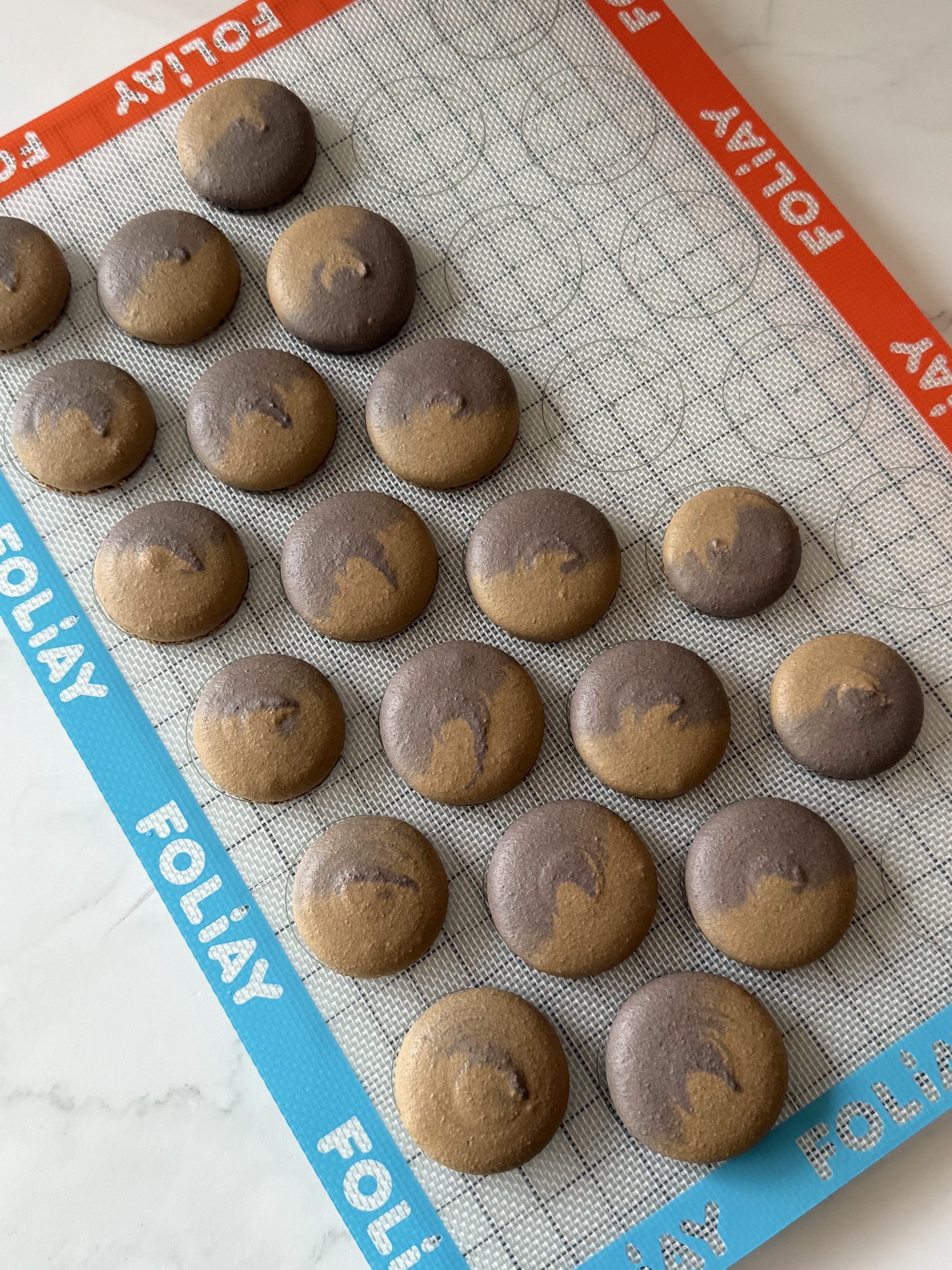 Earl Grey Macaron Shells after bake