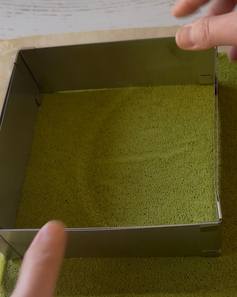 Cut out matcha cake