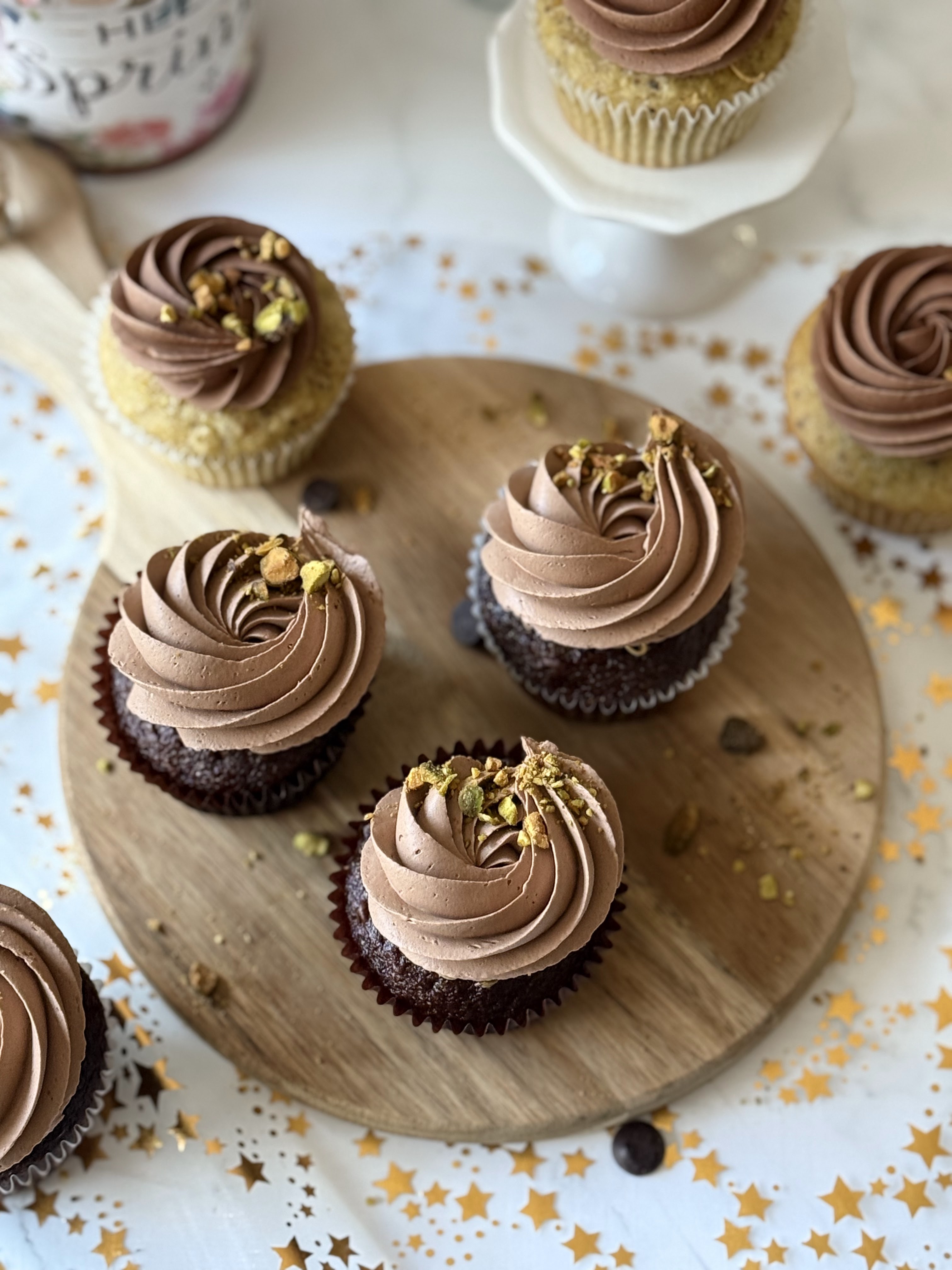 Dubai Chocolate Inspired Cupcakes