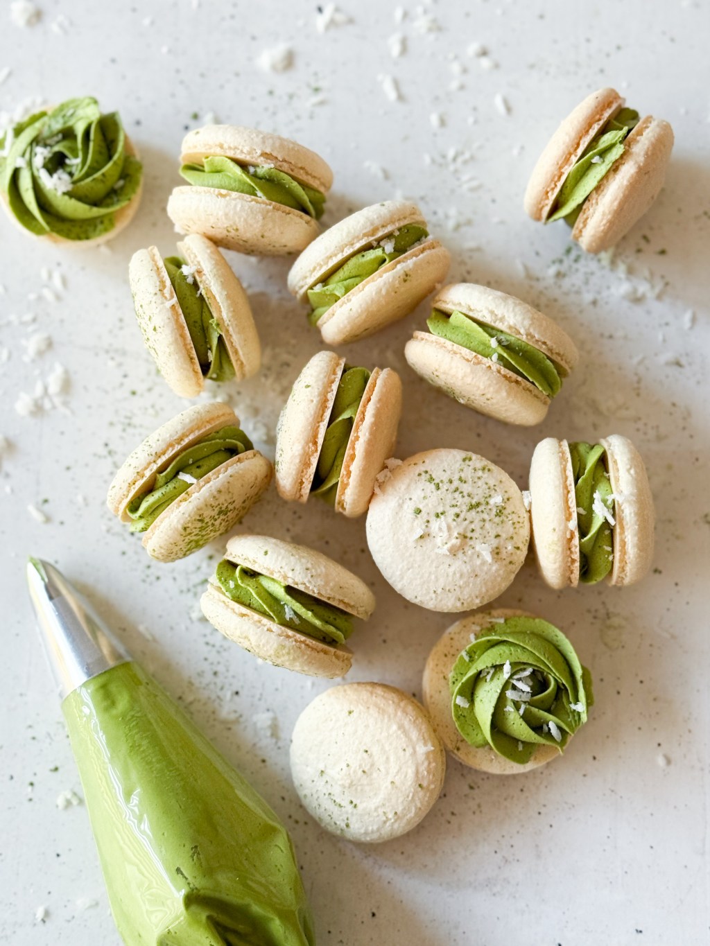 Gluten Free Coconut Matcha&nbsp;Macarons