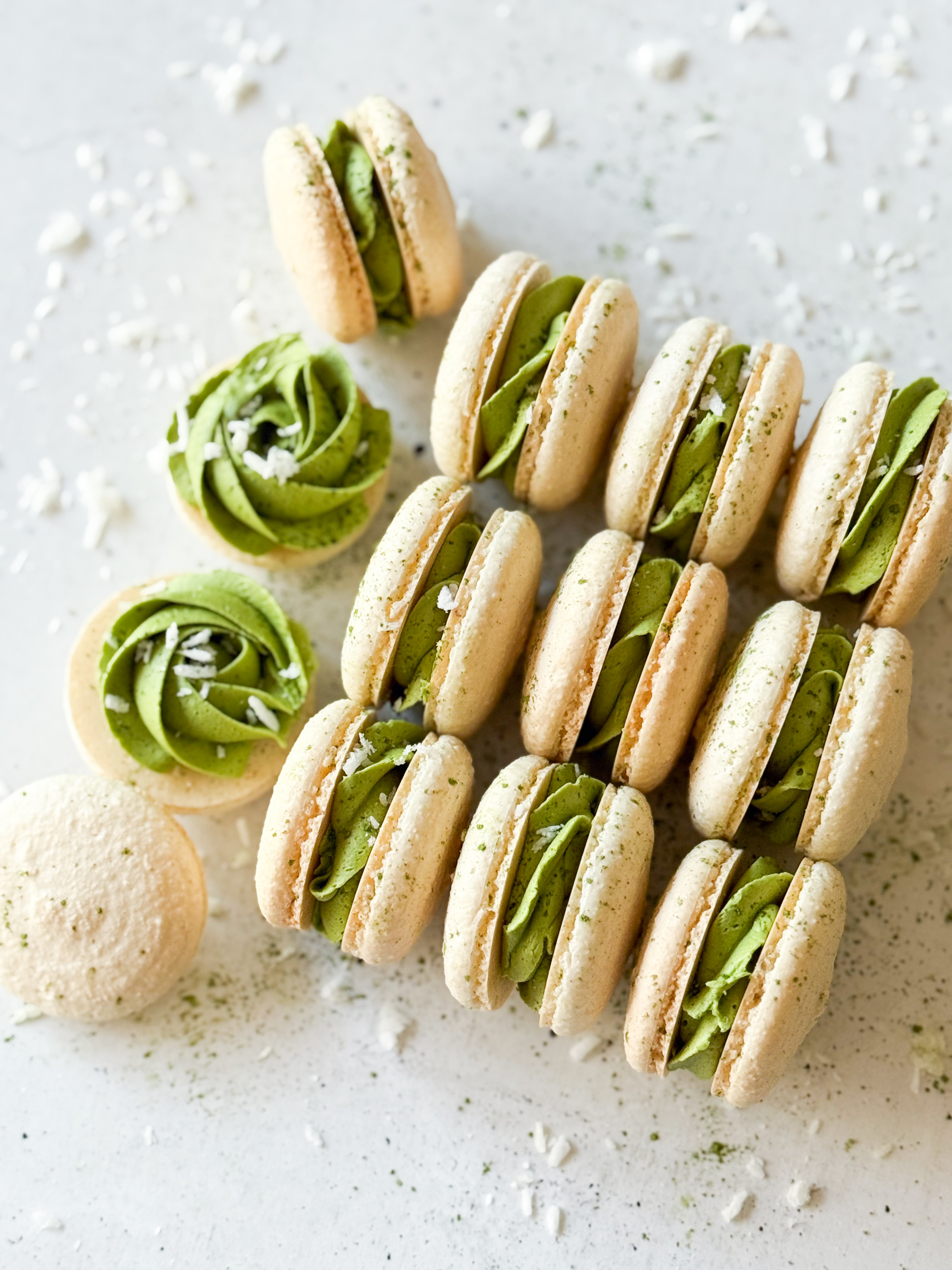 Gluten Free Coconut Matcha Macarons