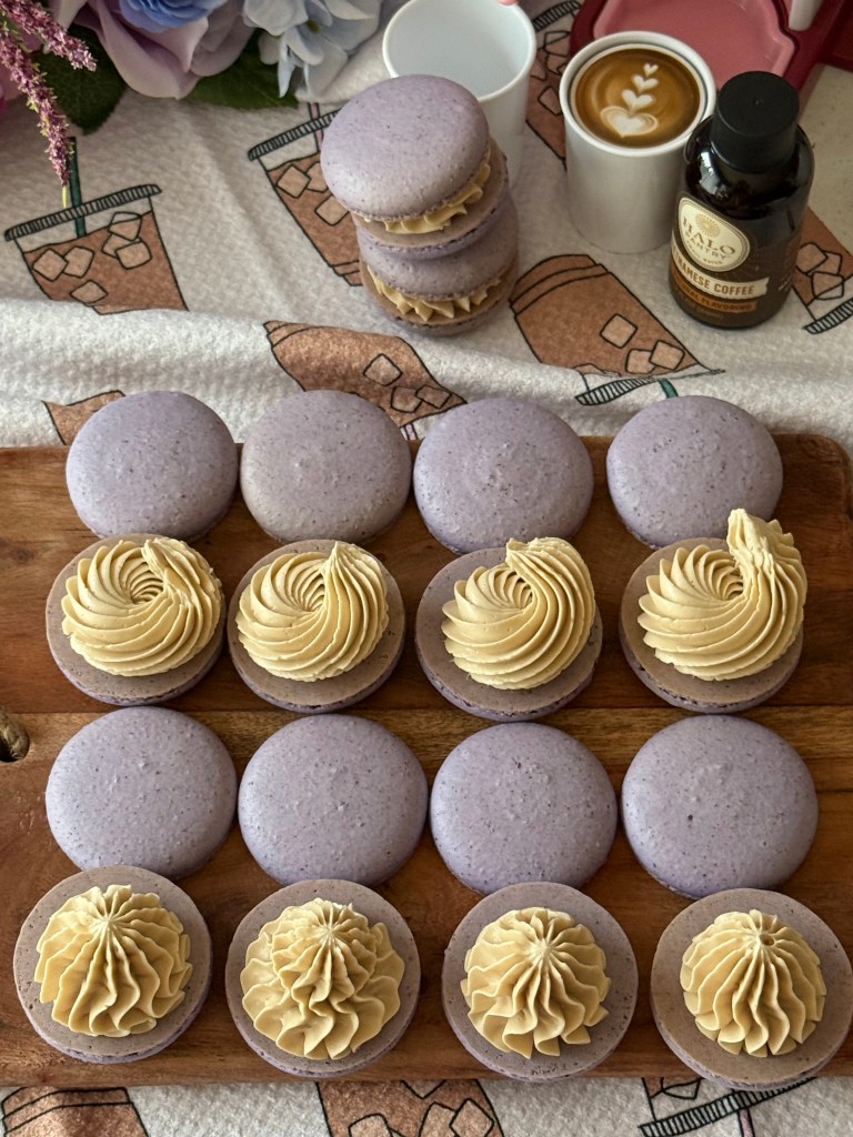 Gluten Free Ube Vietnamese Coffee Macarons