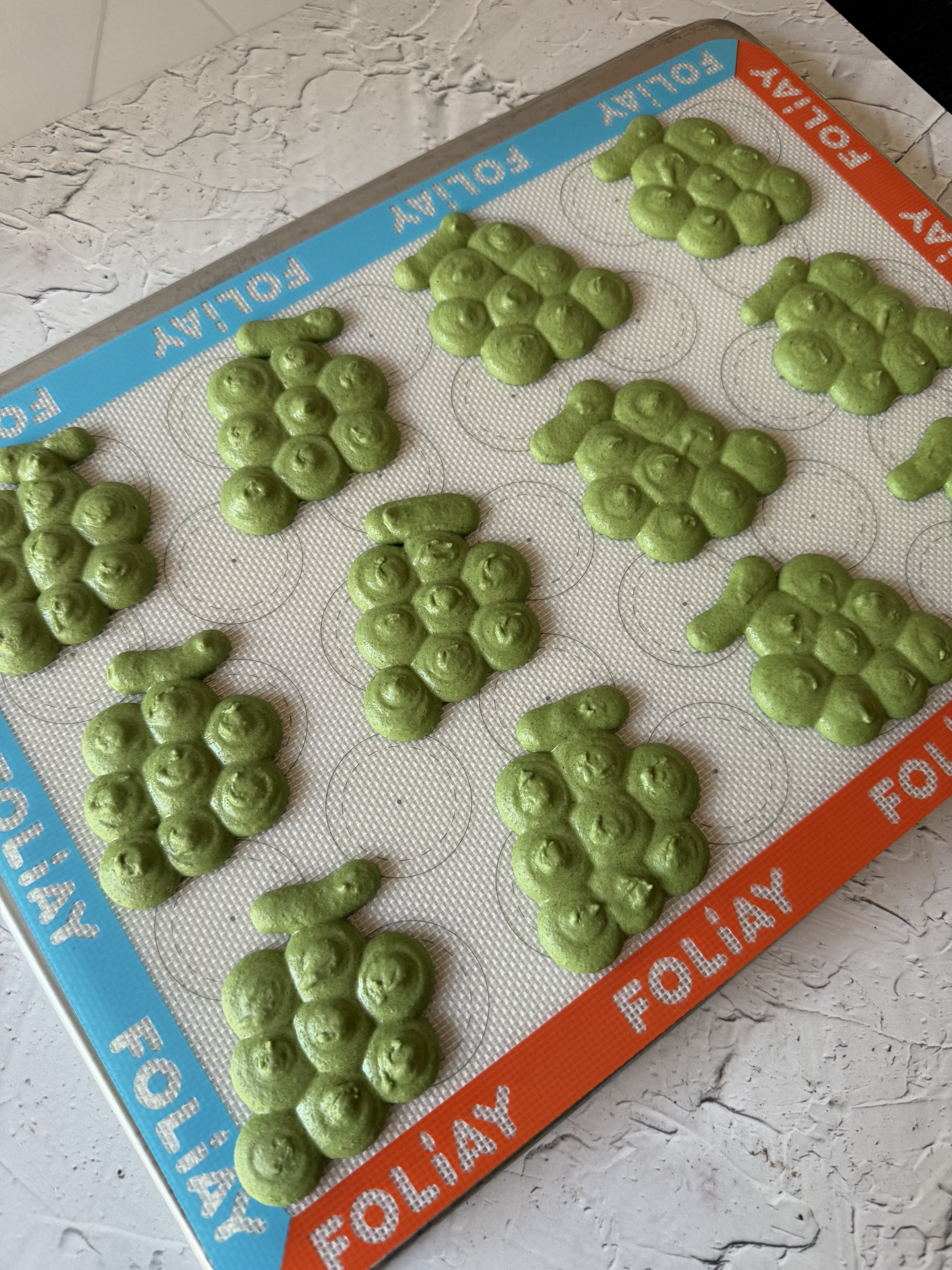 Jasmine Green Matcha macaron shells