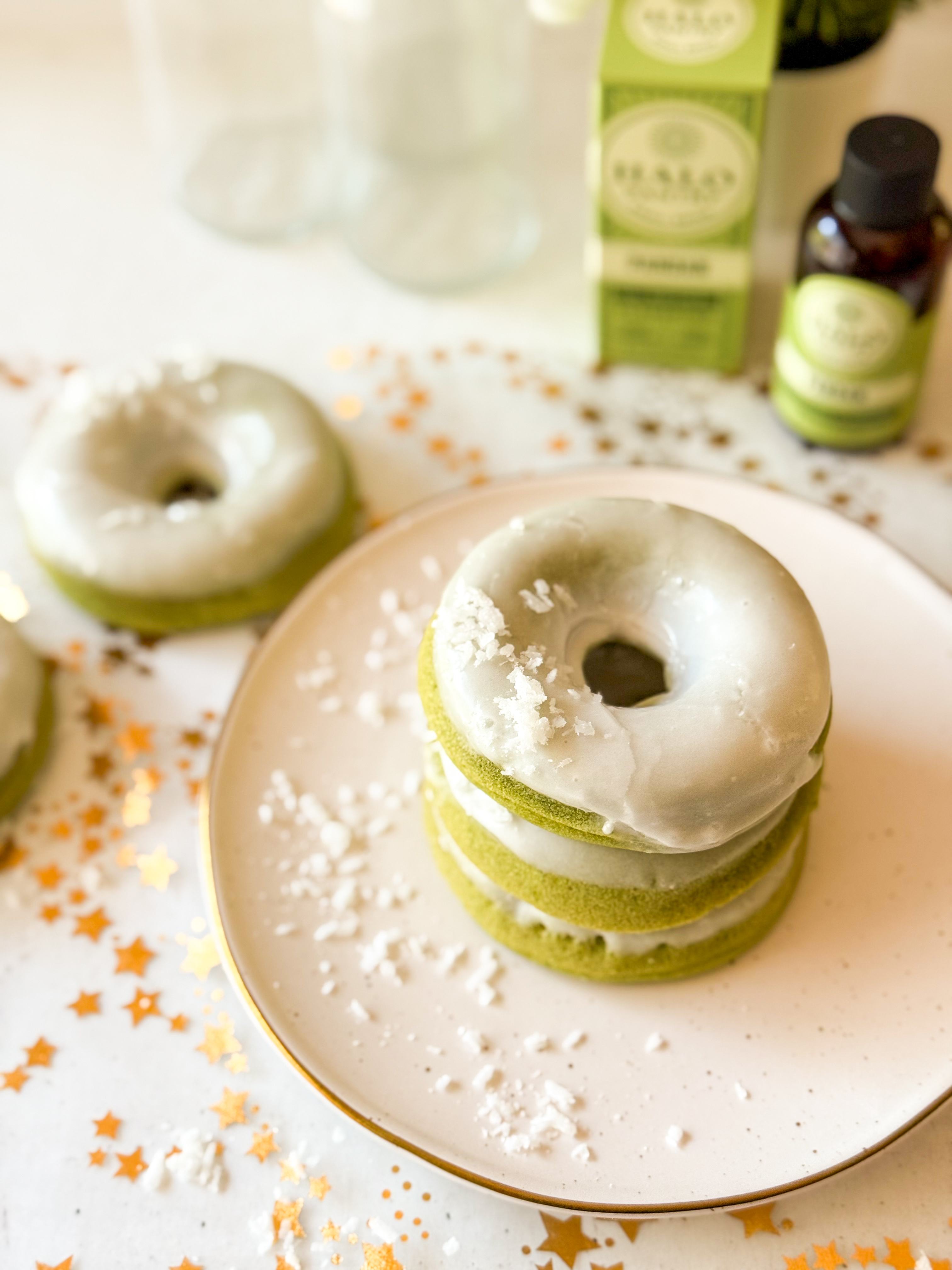 Pandan Match Mochi Donuts