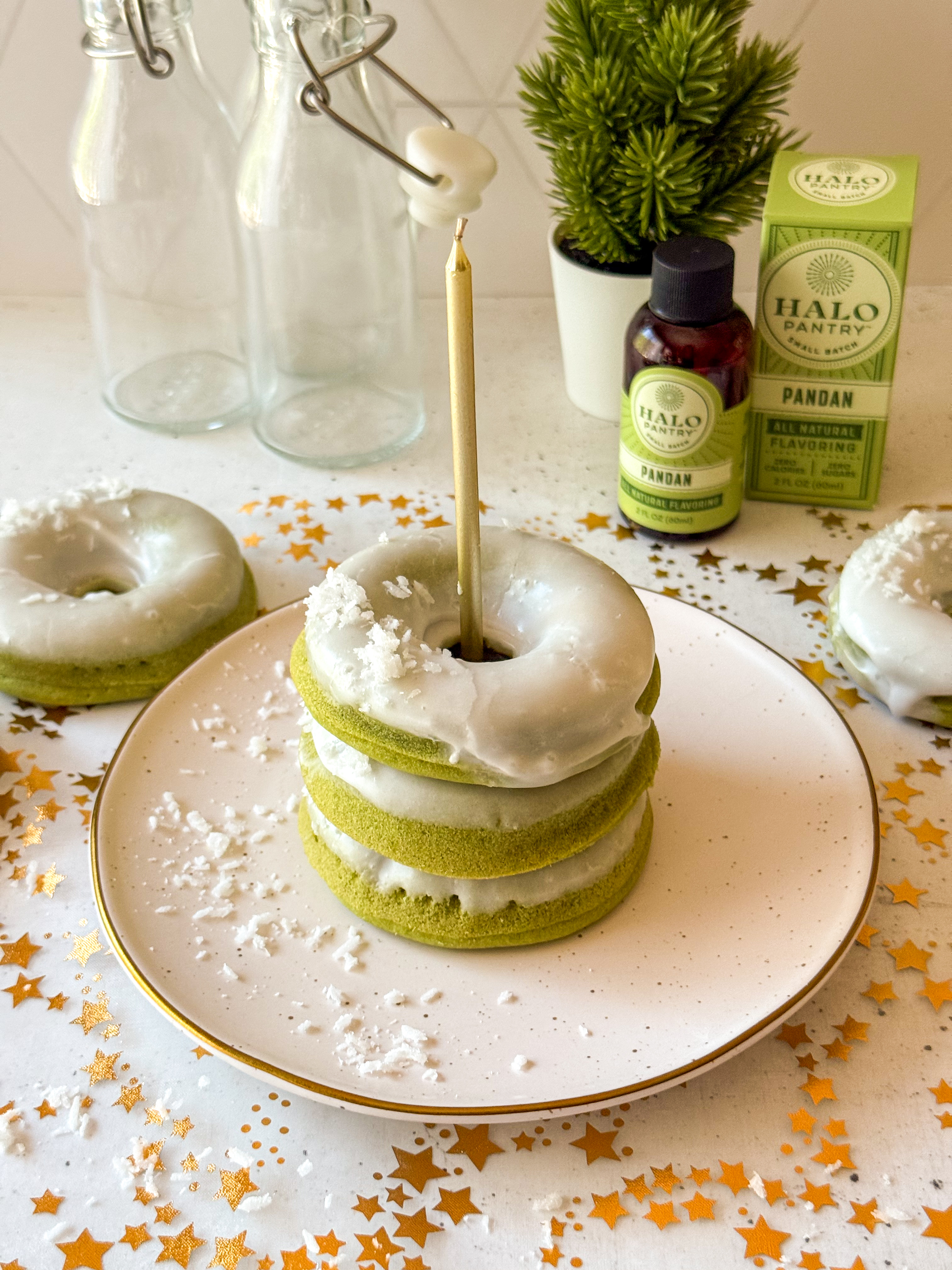 Pandan Match Mochi Donuts