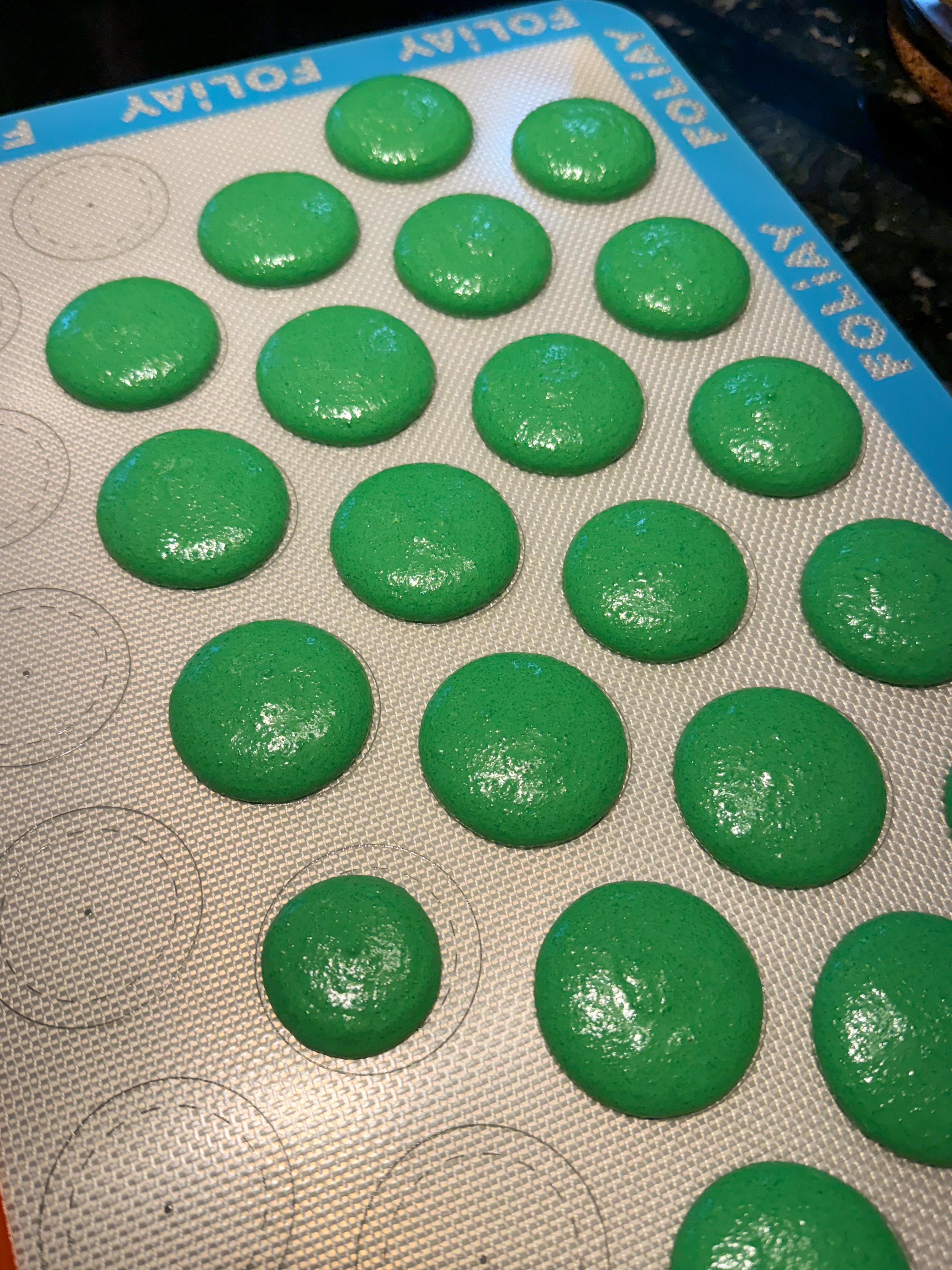 Green macaron shells