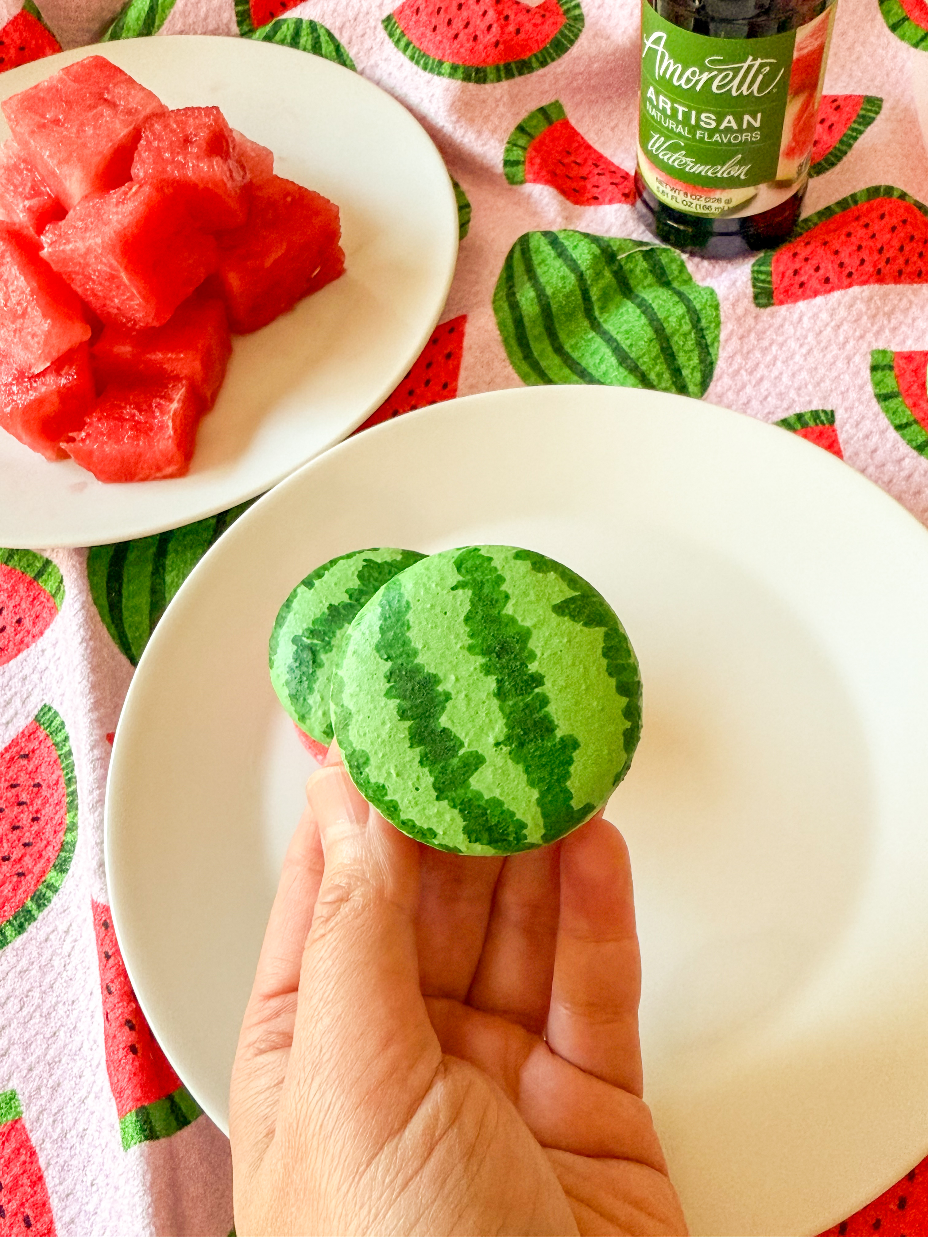Watermelon Macarons