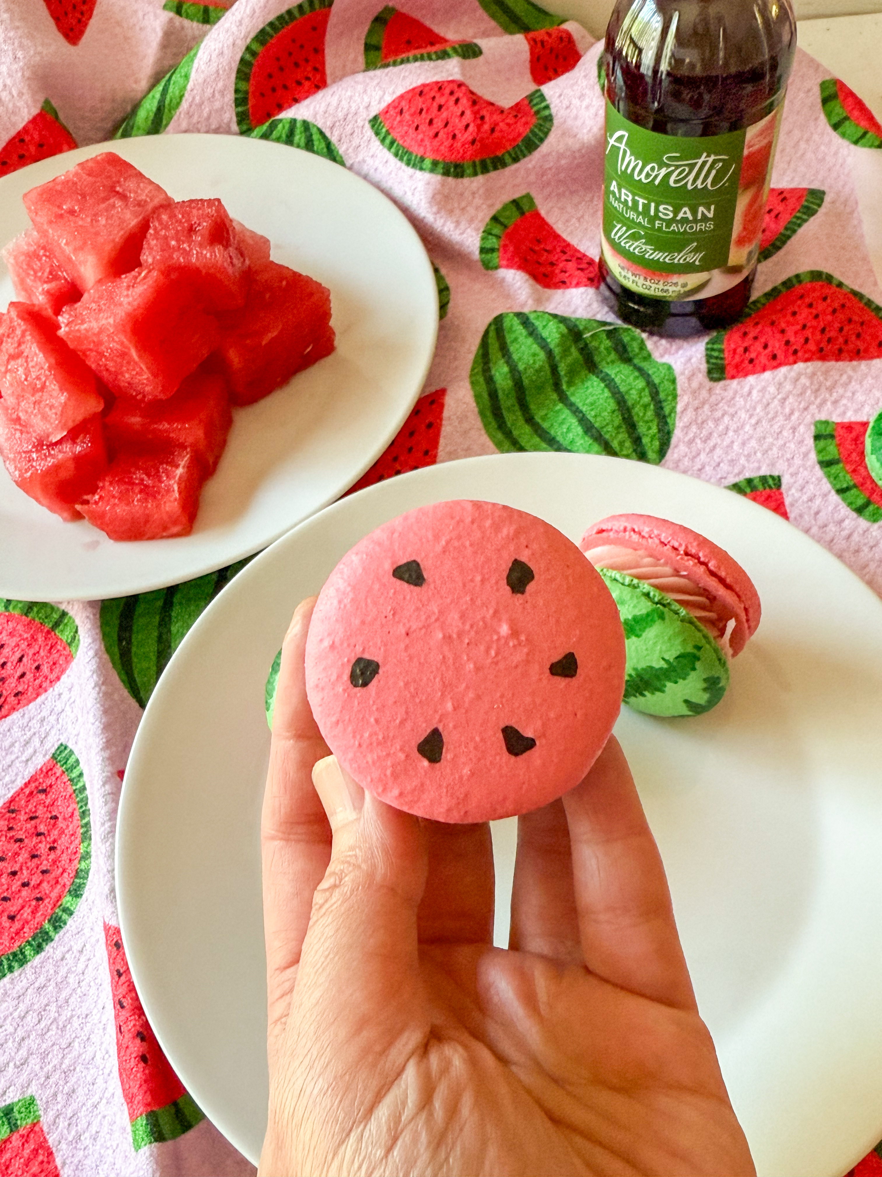Watermelon Macarons