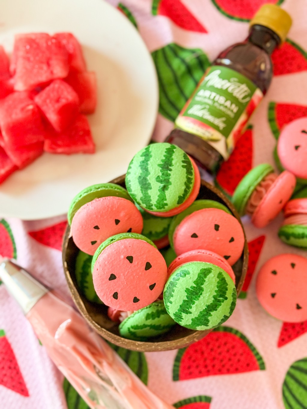 Watermelon Macarons