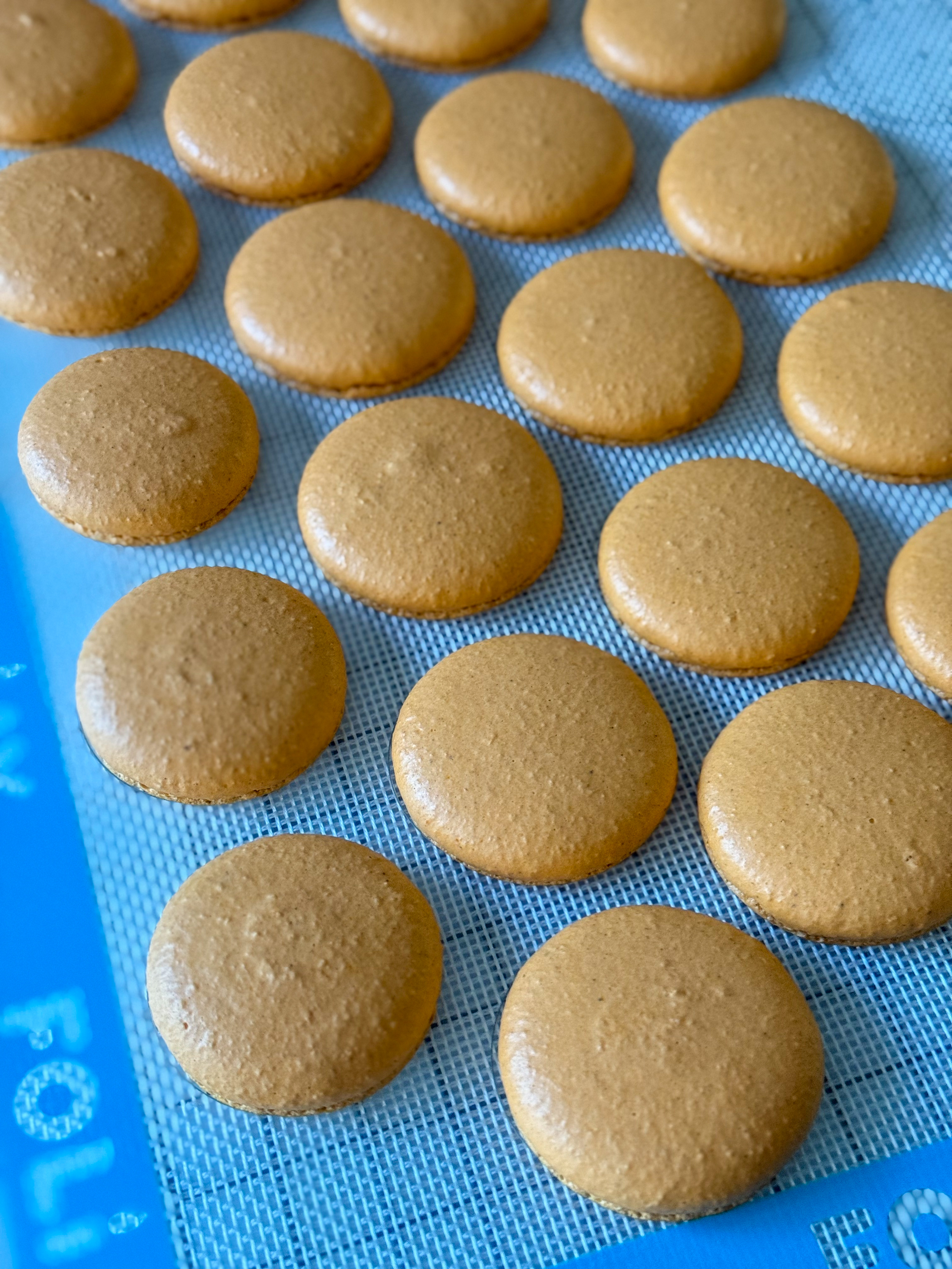 Pumpkin spice macaron shells