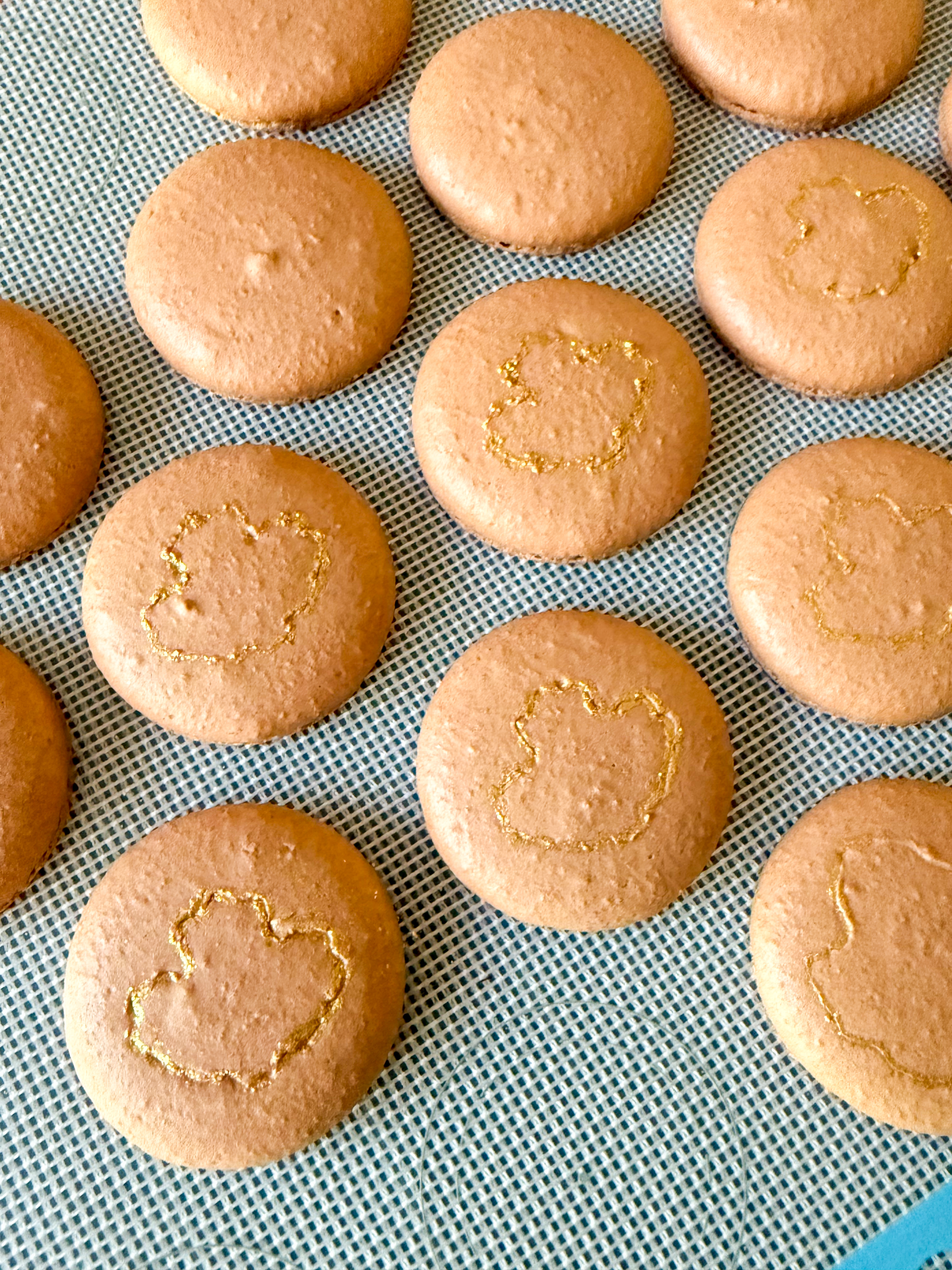 Maple stamp on macaron shells