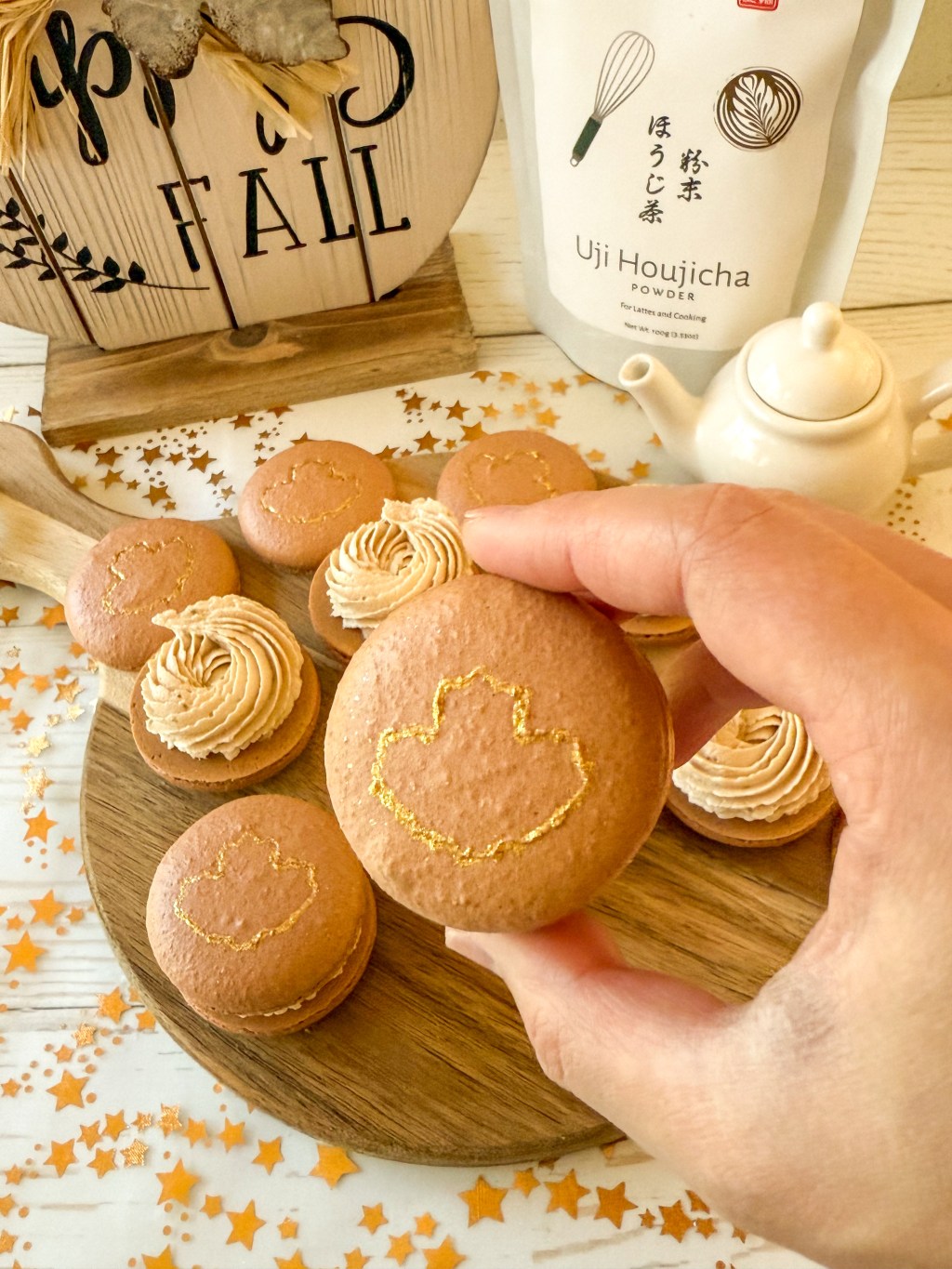 Houjicha Maple Macarons