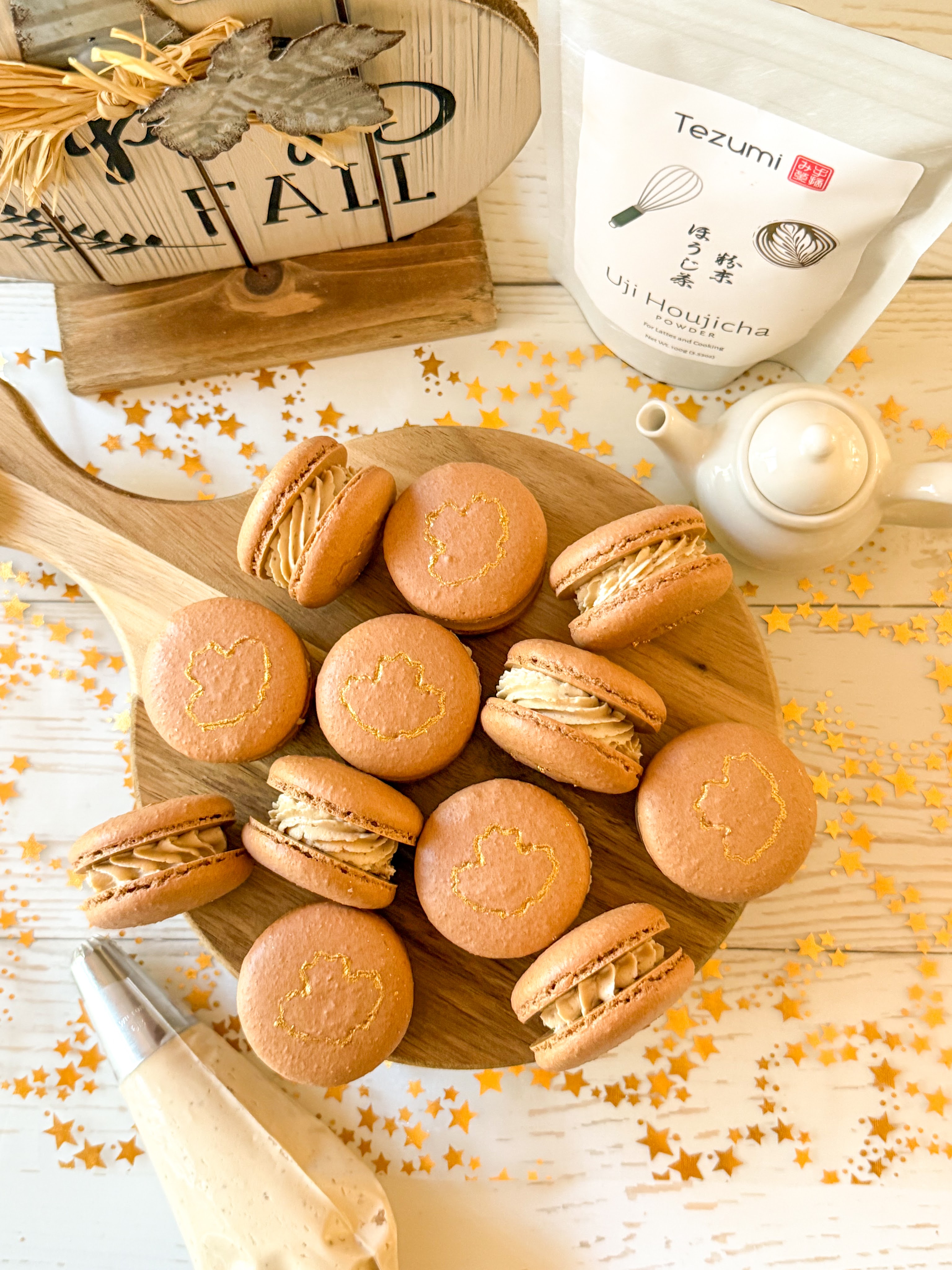 Houjicha Maple Macarons