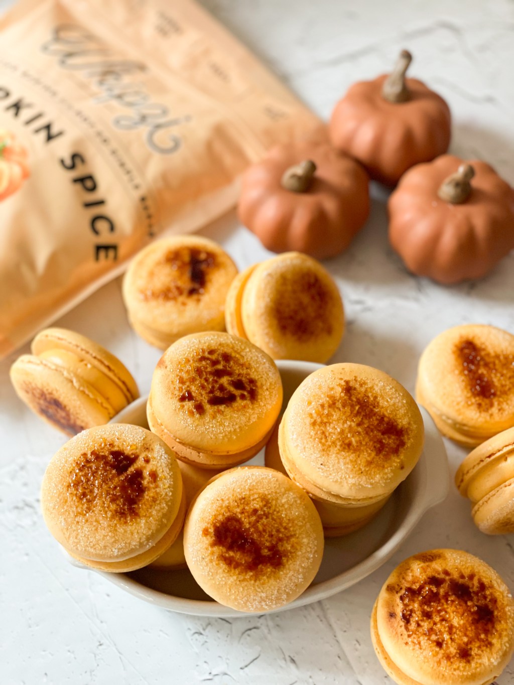 Pumpkin Cream Brûlée Macarons
