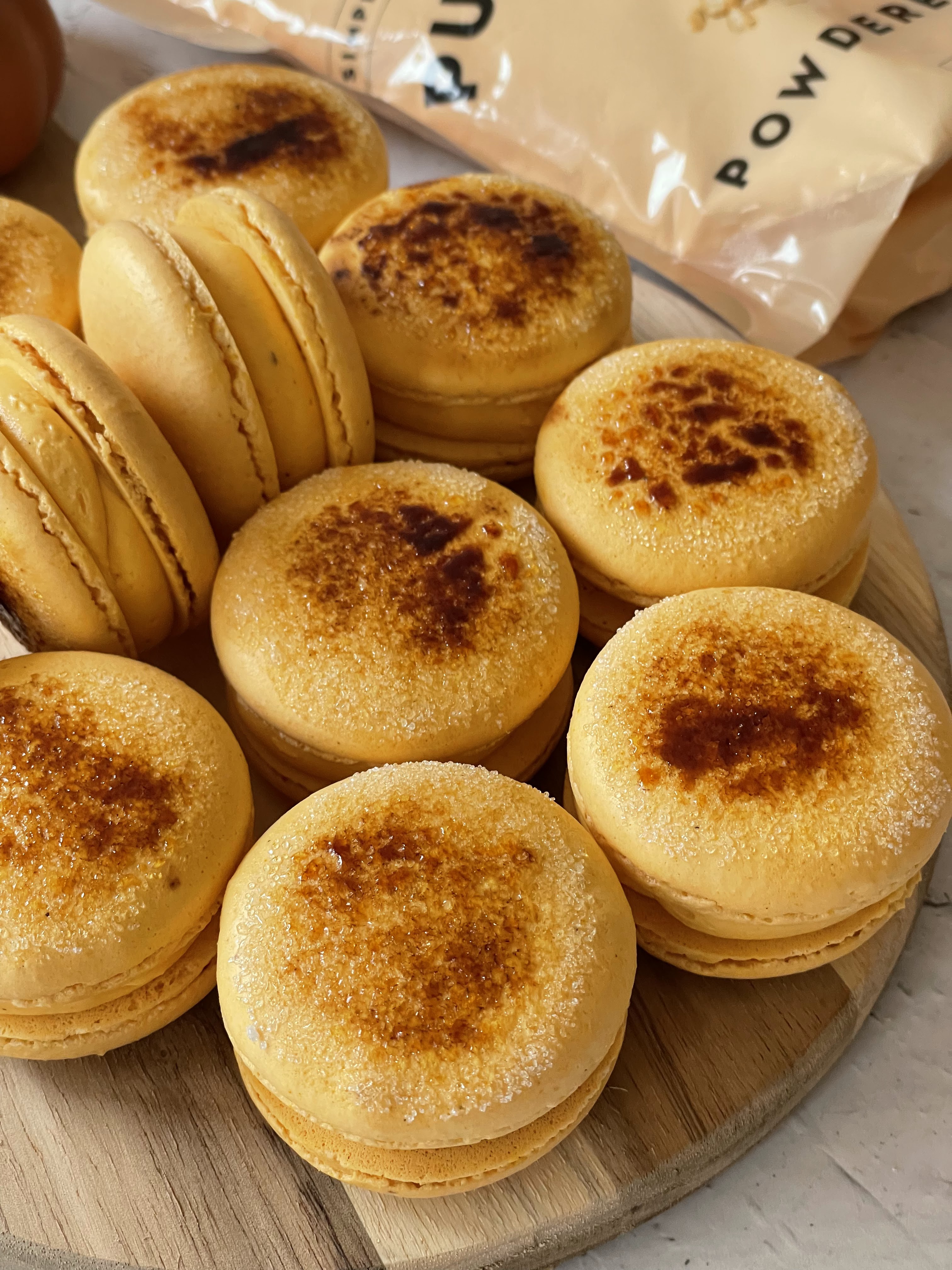 Pumpkin Cream Brûlée Macarons