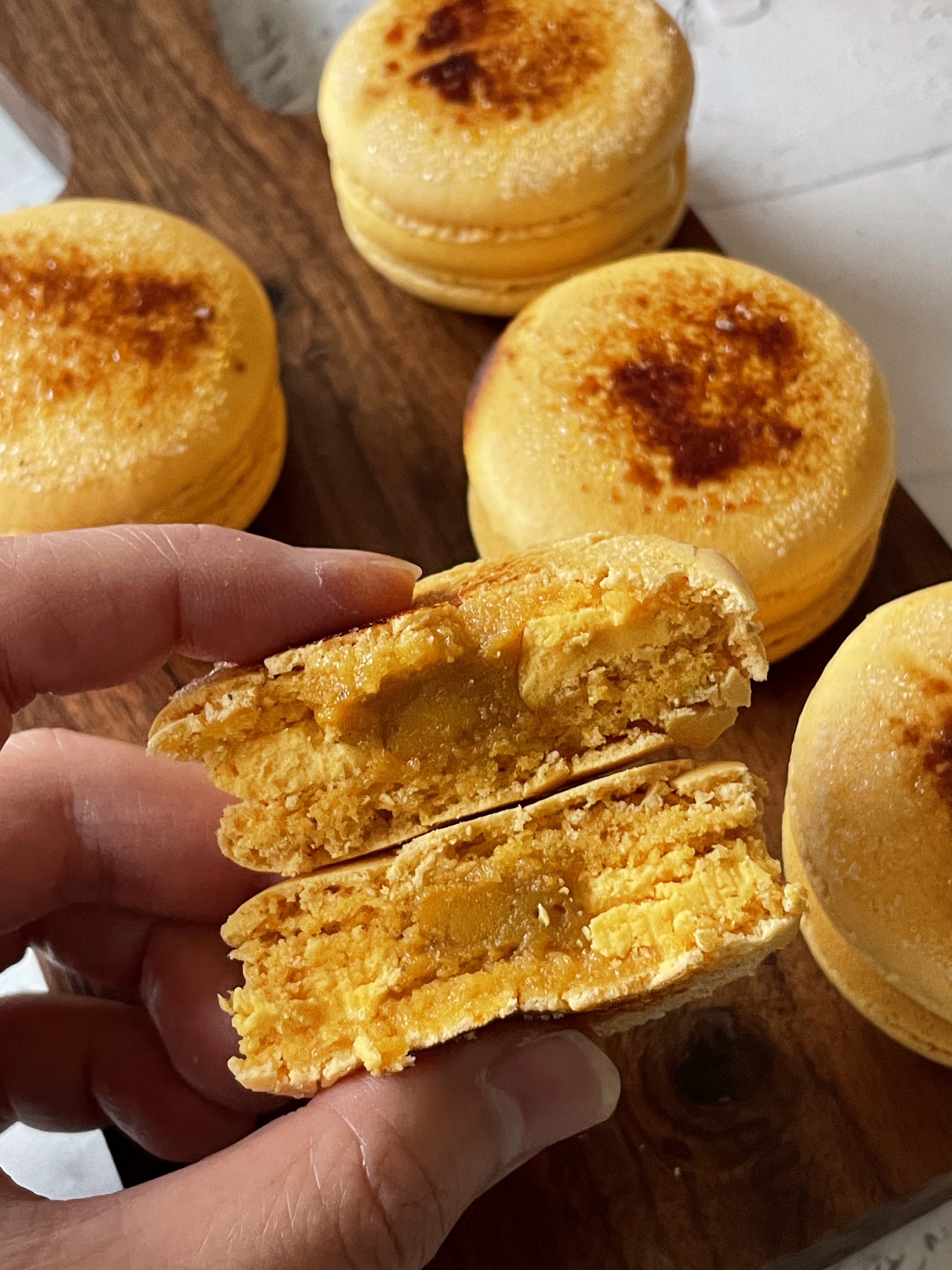 Pumpkin Cream Brûlée Macarons