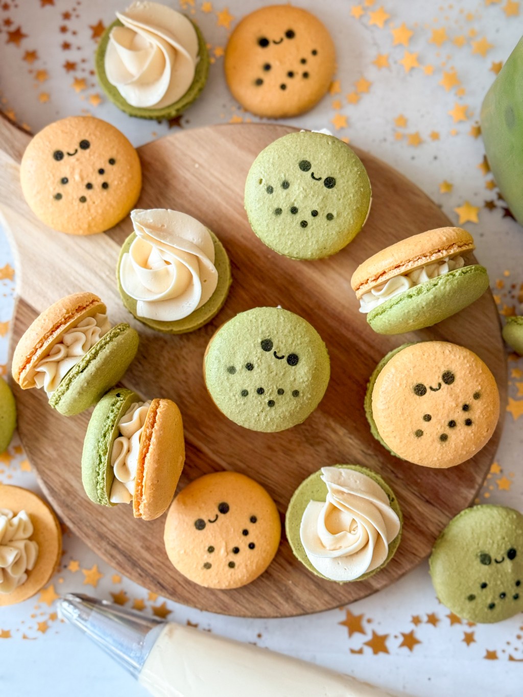 Matcha Pumpkin Milk Tea Macarons