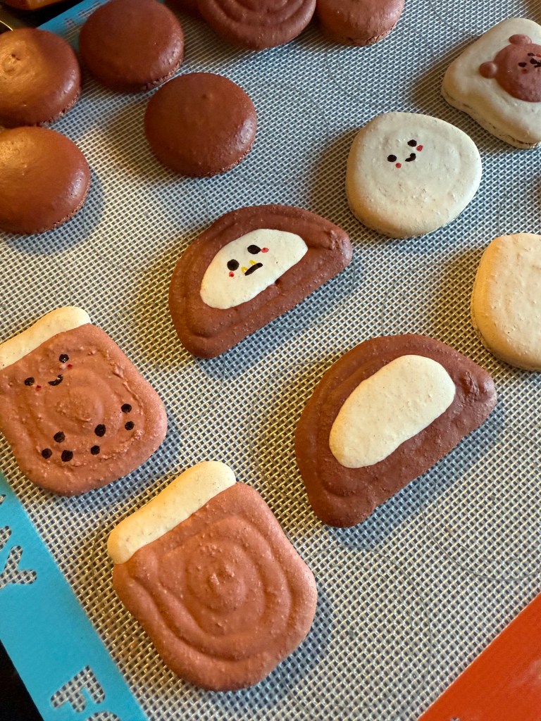 Character macaron shells - wet on wet