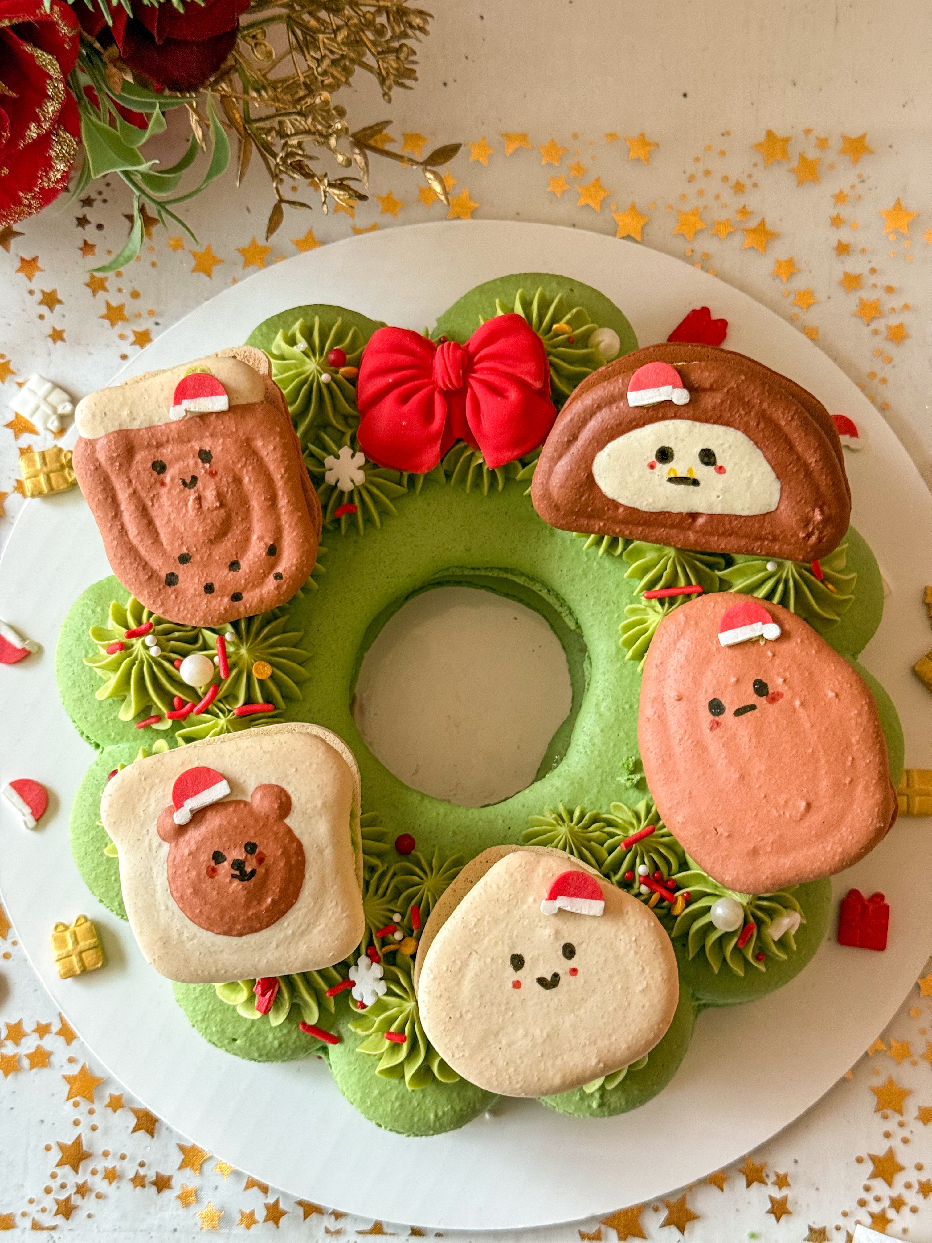 Matcha Wreath Macarons