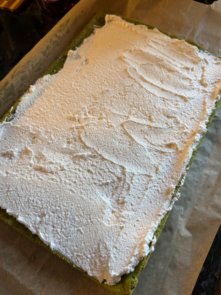 Filled with blueberry whipped cream