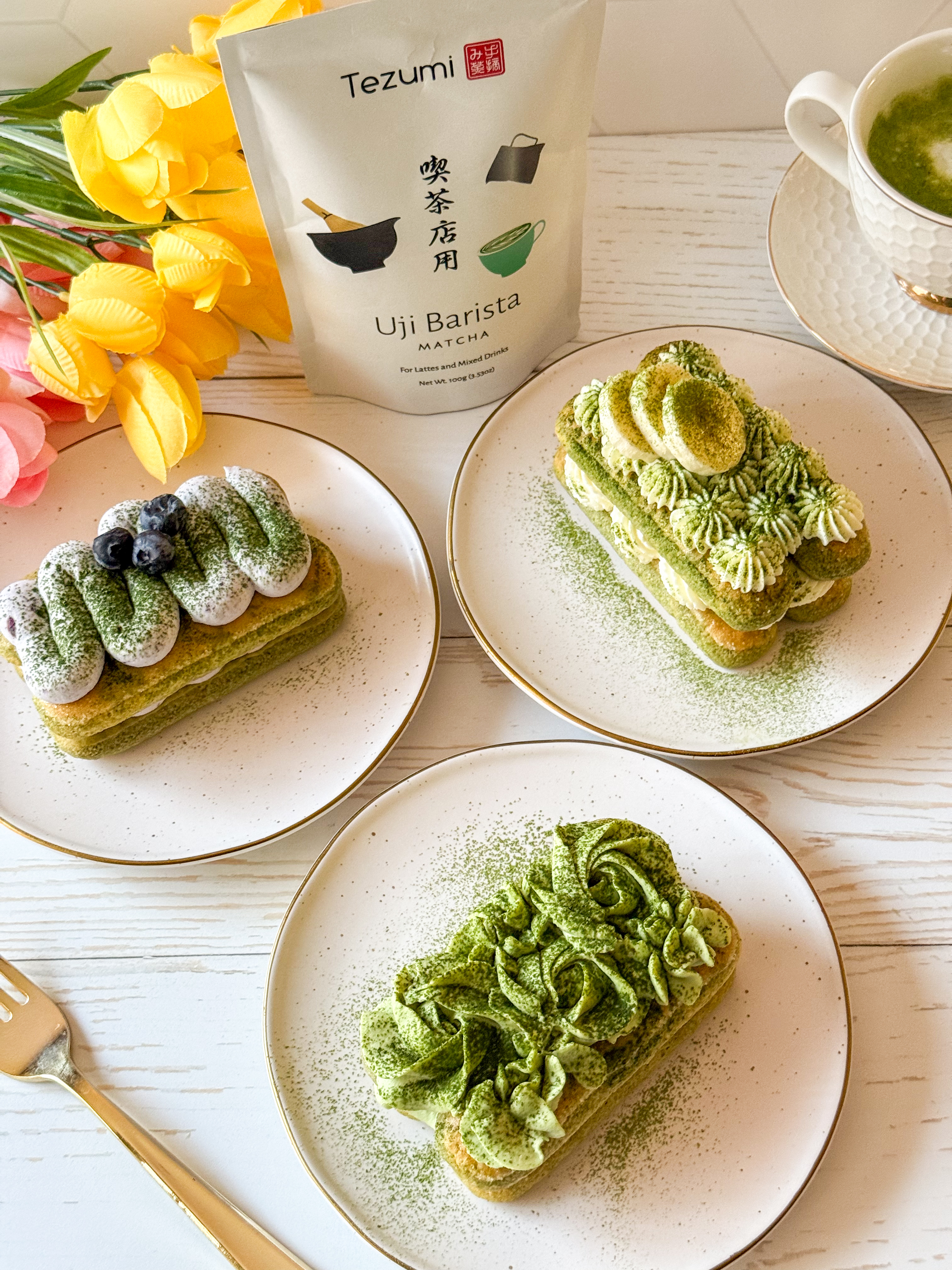 Blueberry, Matcha, Banana Tiramisu