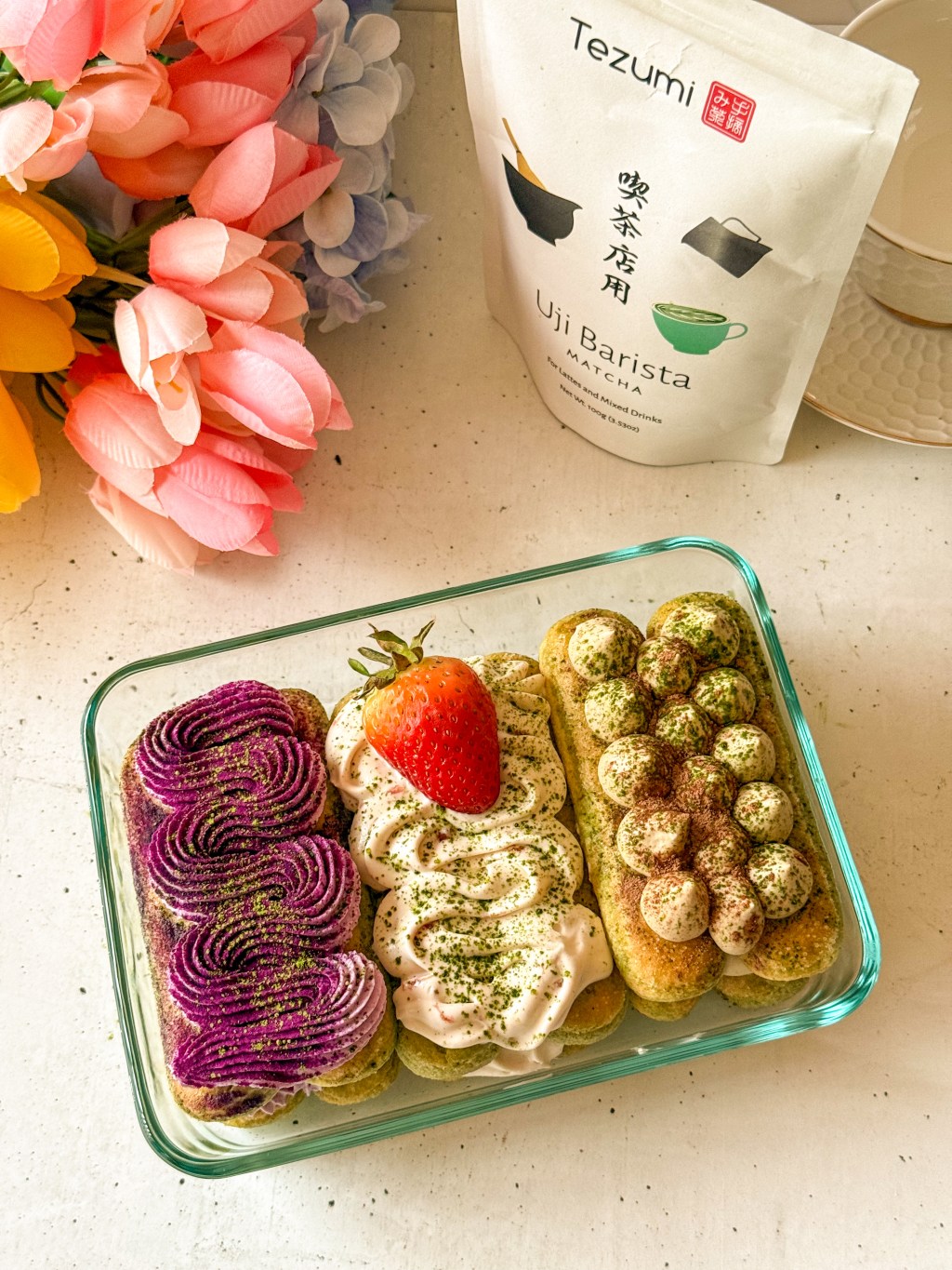 Trio Matcha Tiramisu -Ube, Strawberry, & Vietnamese&nbsp;Coffee